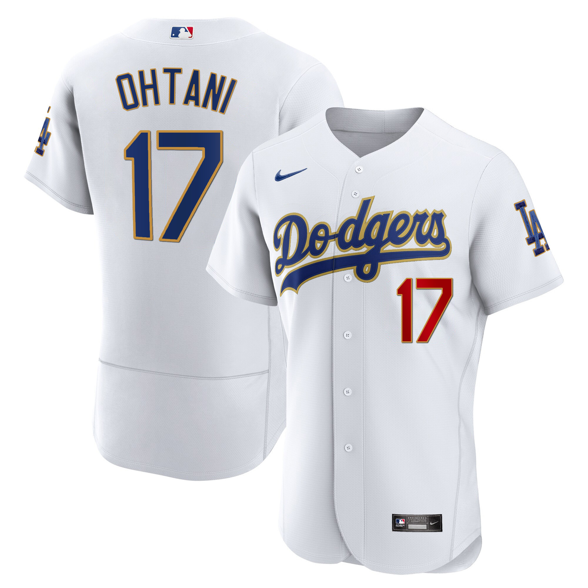 Men's Los Angeles Dodgers Gold Trim Flex Base Jersey - All Stitched - Image 21