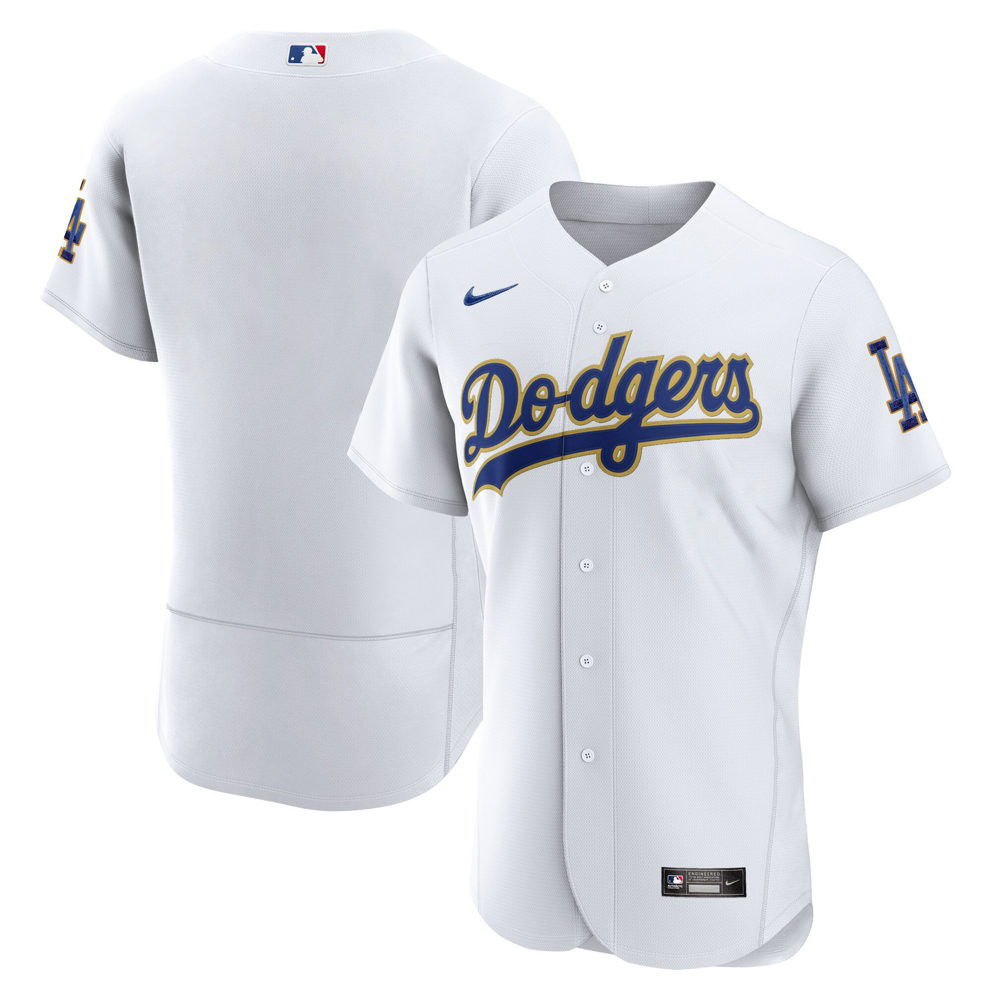 Men's Los Angeles Dodgers Gold Trim Flex Base Jersey - All Stitched - Image 30