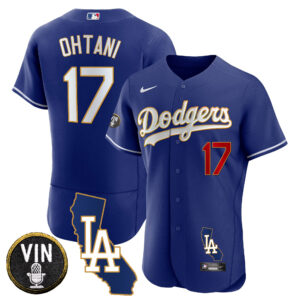 Men's Dodgers California Patch Gold Trim Flex Base Jersey - All Stitched