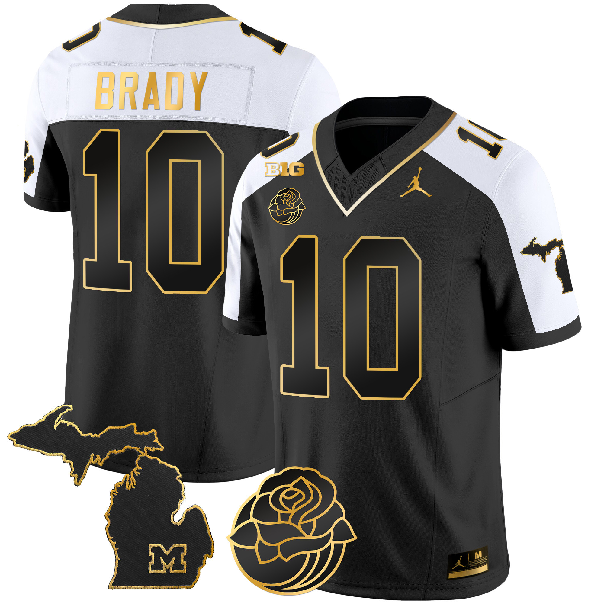 Men's Michigan Wolverines Rose Bowl Patch Gold Vapor Jersey - All Stitched - Image 5