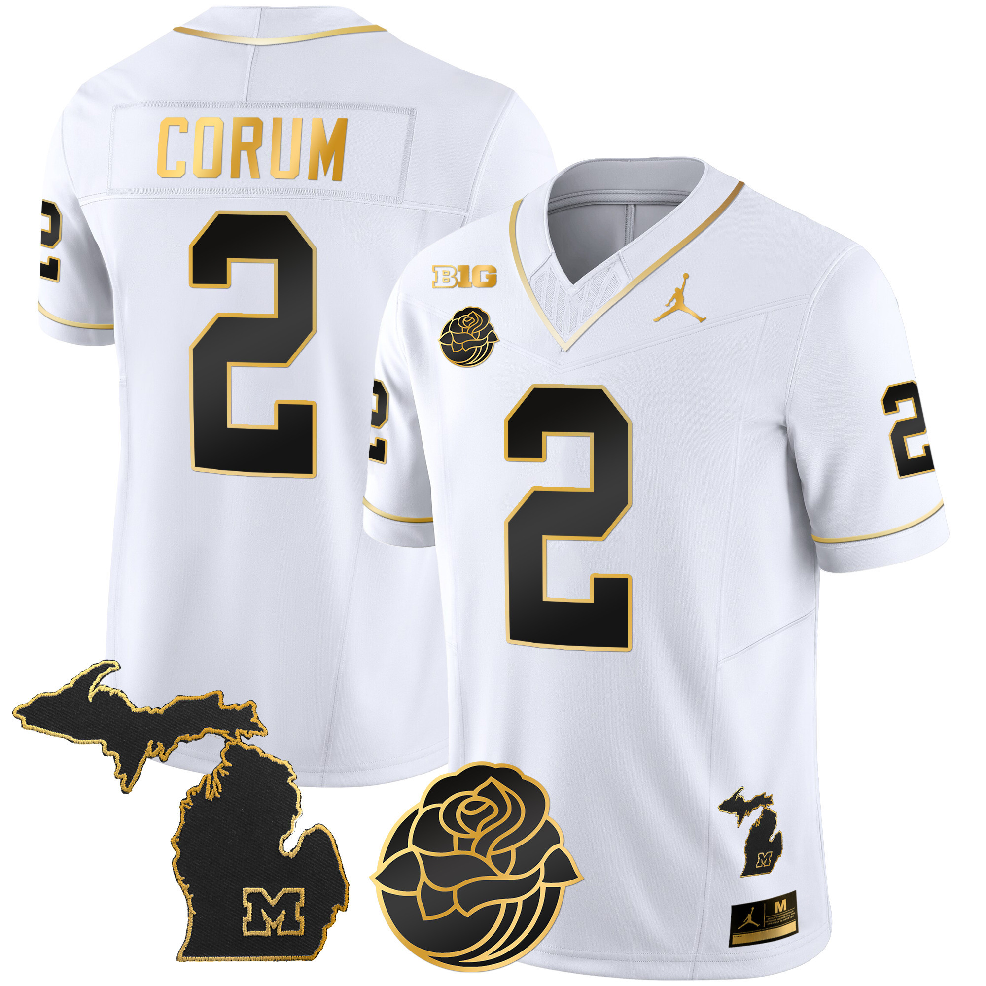 Men's Michigan Wolverines Rose Bowl Patch Gold Vapor Jersey - All Stitched - Image 20