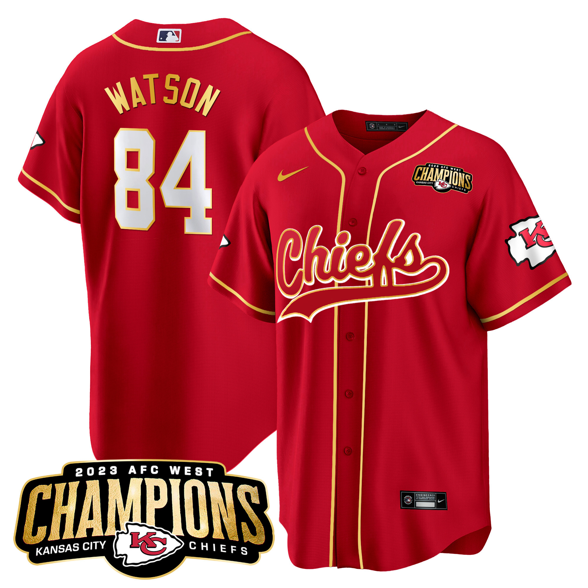 Men's Chiefs 2023 AFC West Champions Patch Baseball Jersey - All Stitched - Image 5