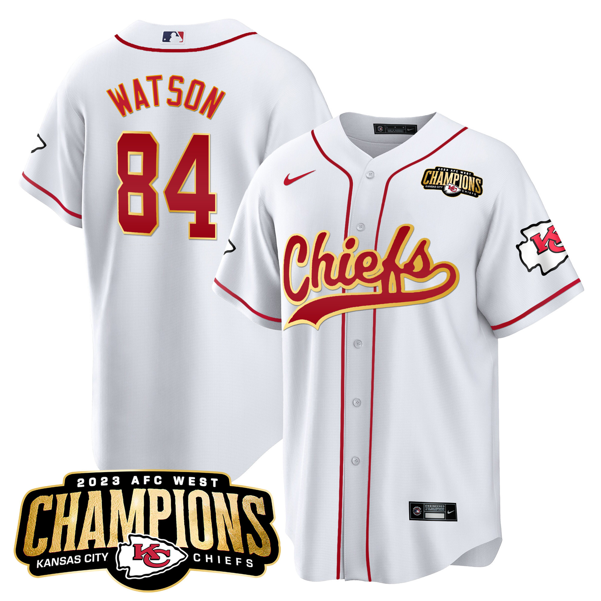 Men's Chiefs 2023 AFC West Champions Patch Baseball Jersey - All Stitched - Image 13