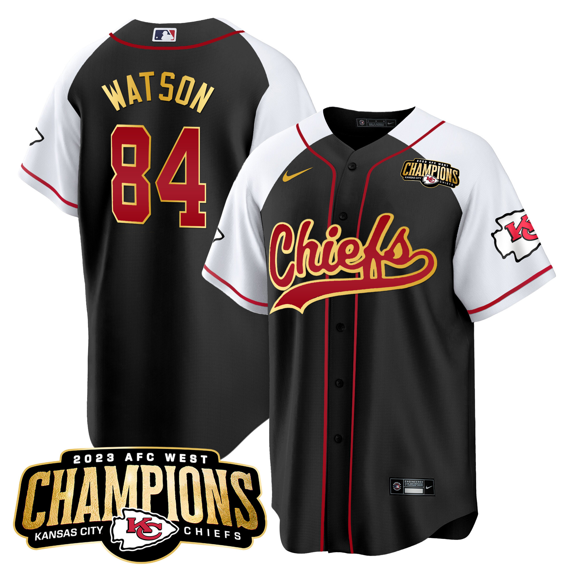 Men's Chiefs 2023 AFC West Champions Patch Baseball Jersey - All Stitched - Image 29