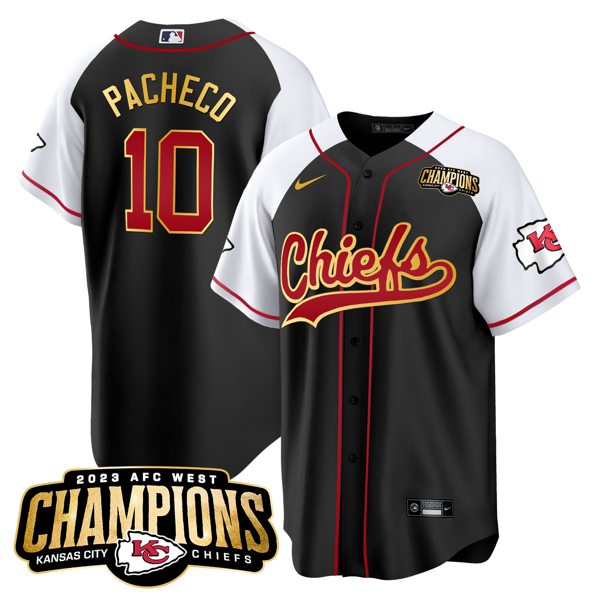 Men's Chiefs 2023 AFC West Champions Patch Baseball Jersey - All Stitched - Image 30