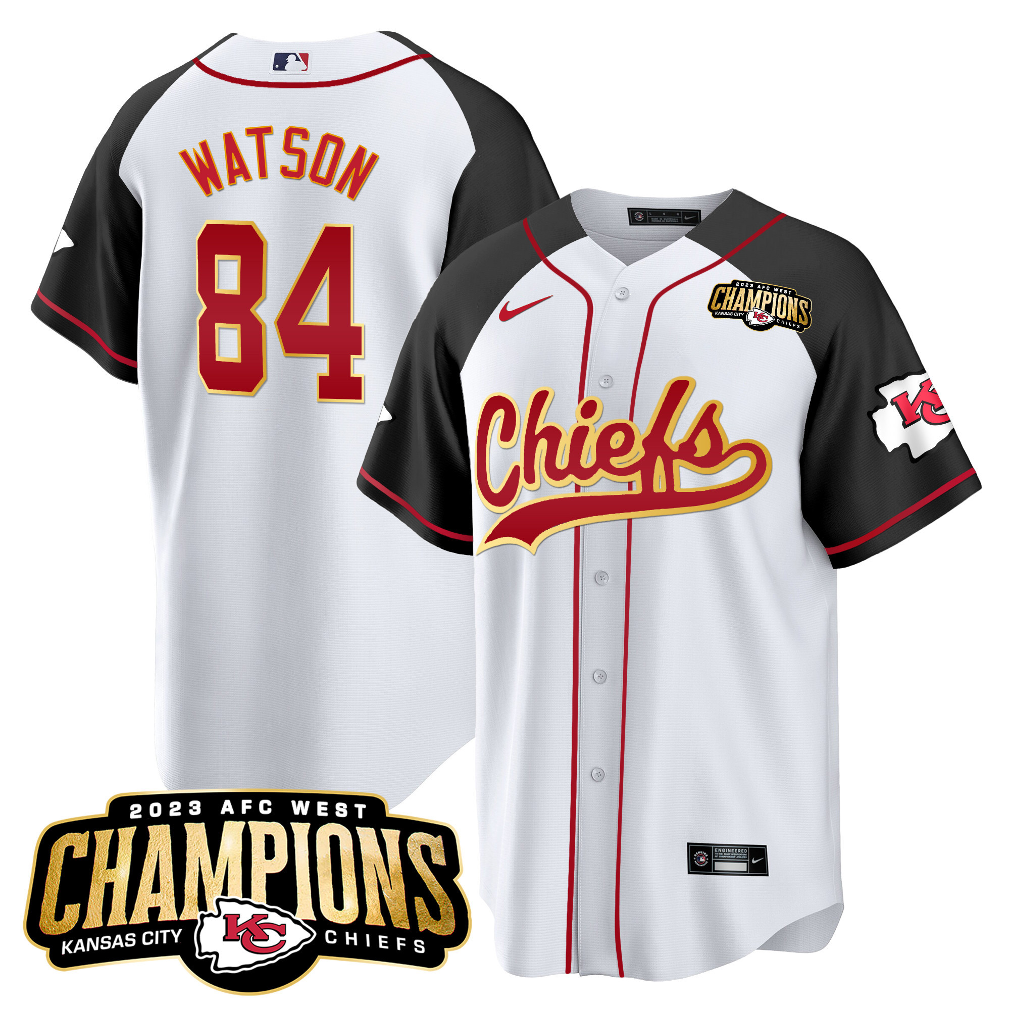 Men's Chiefs 2023 AFC West Champions Patch Baseball Jersey - All Stitched - Image 37