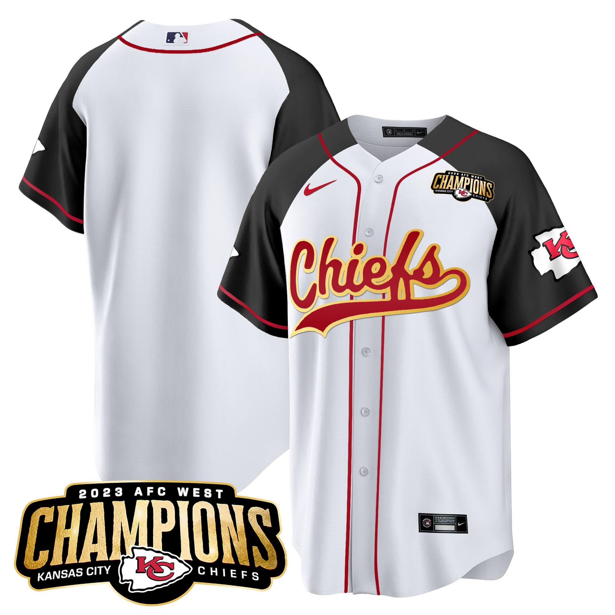 Men's Chiefs 2023 AFC West Champions Patch Baseball Jersey - All Stitched - Image 39