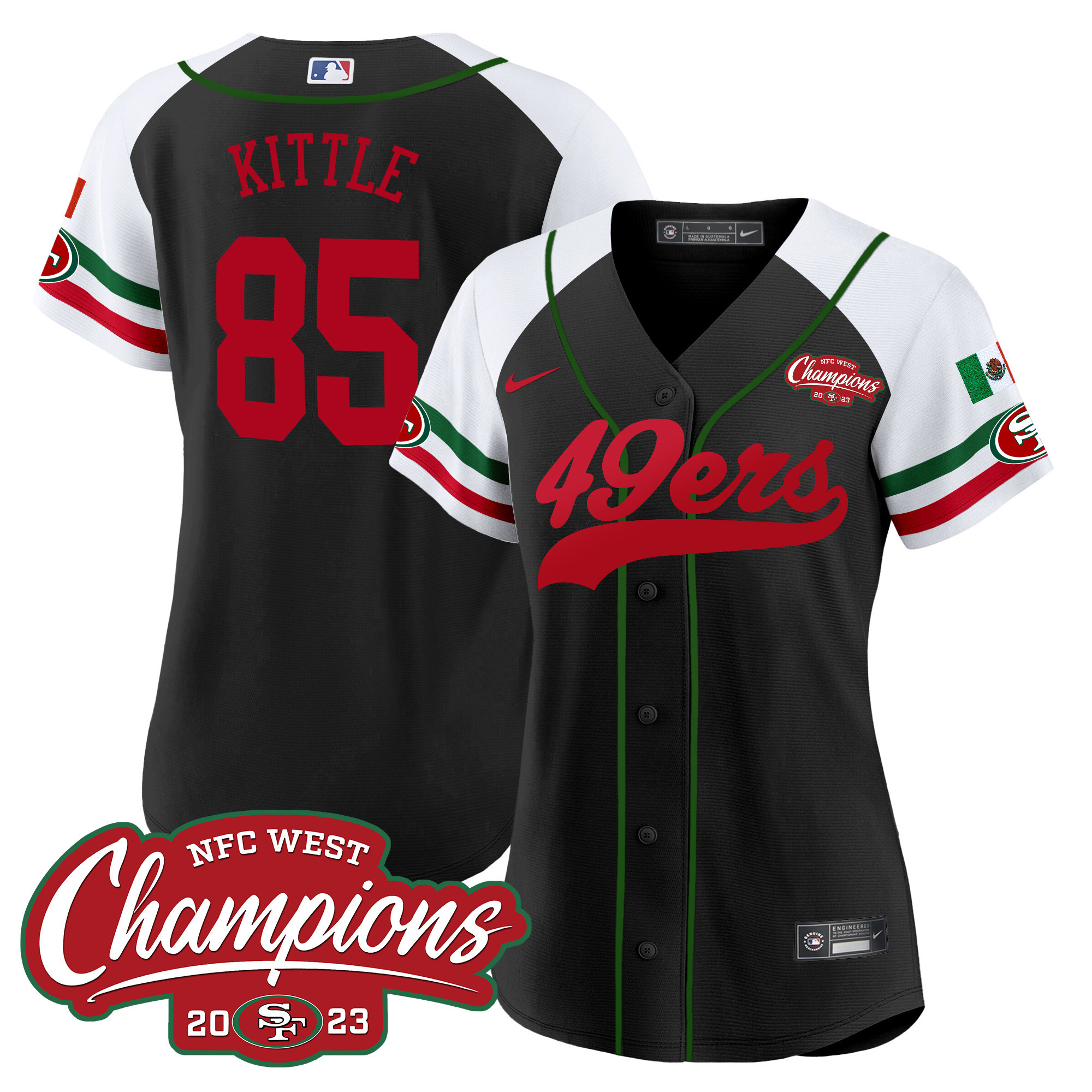 Women's 49ers Mexico 2023 NFC West Champions Baseball Jersey - All Stitched - Image 25