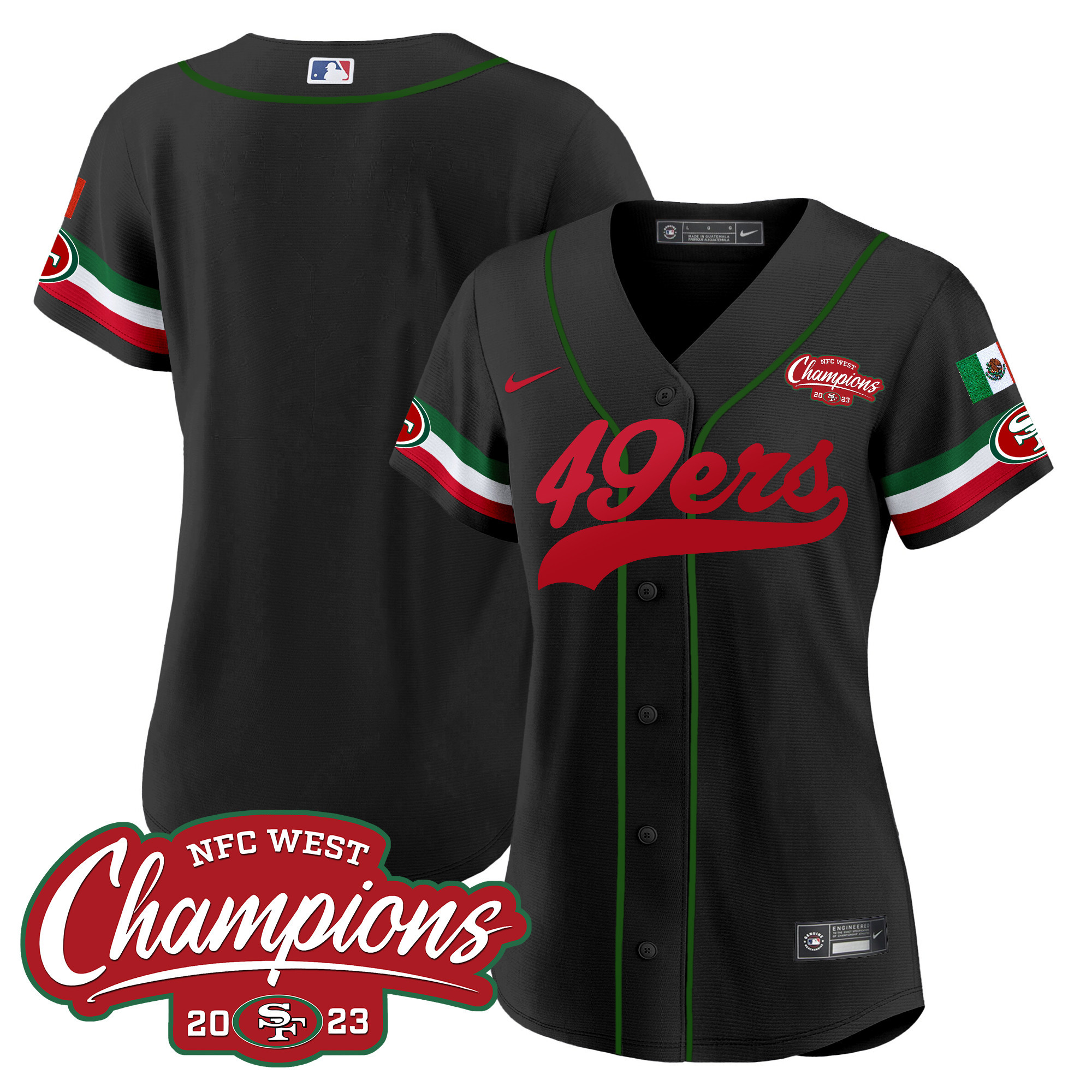 Women's 49ers Mexico 2023 NFC West Champions Baseball Jersey - All Stitched - Image 20