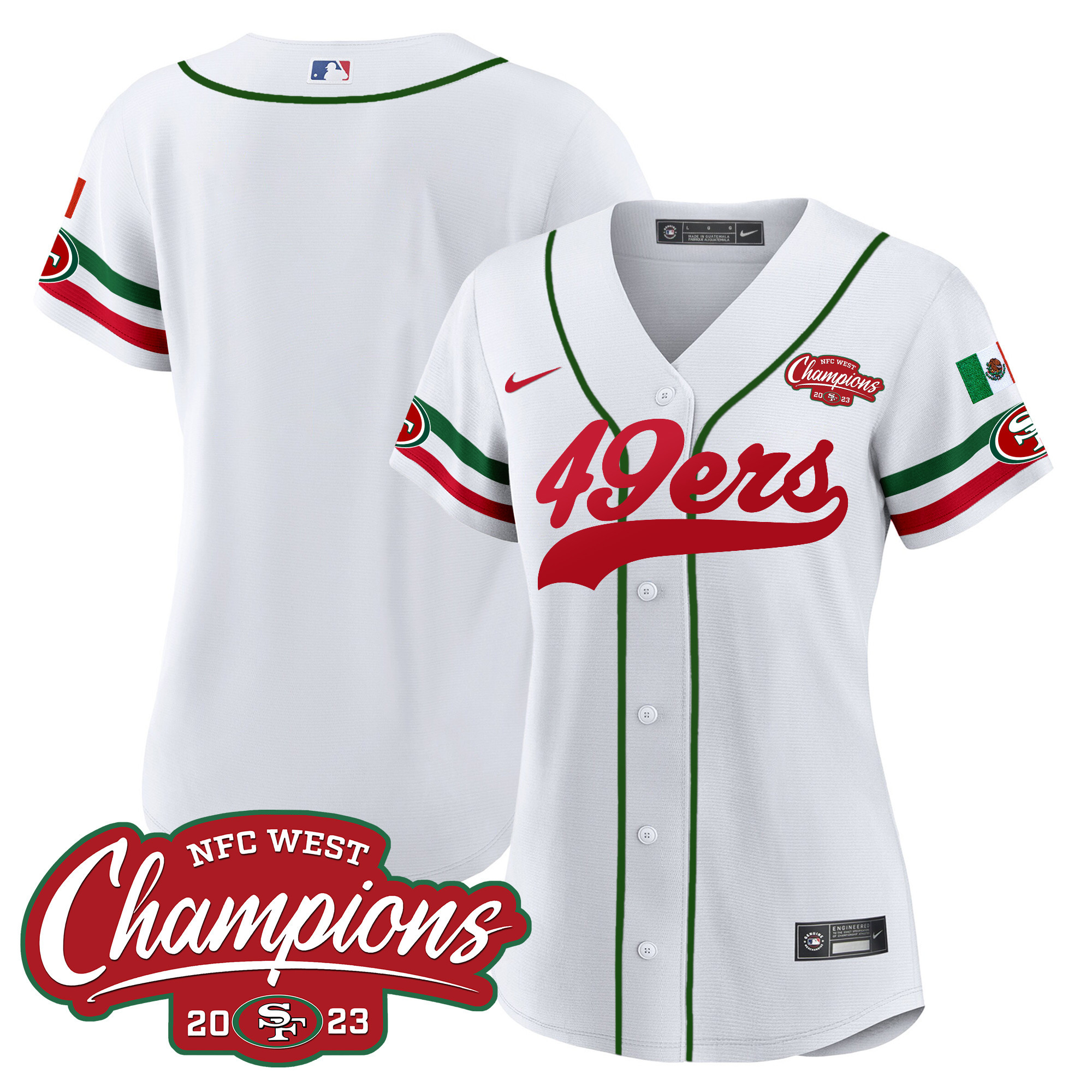 Women's 49ers Mexico 2023 NFC West Champions Baseball Jersey - All Stitched - Image 10