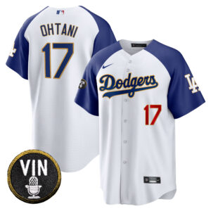 Men's Dodgers Vin Scully Patch Cool Base Gold Trim Jersey V2 - All Stitched