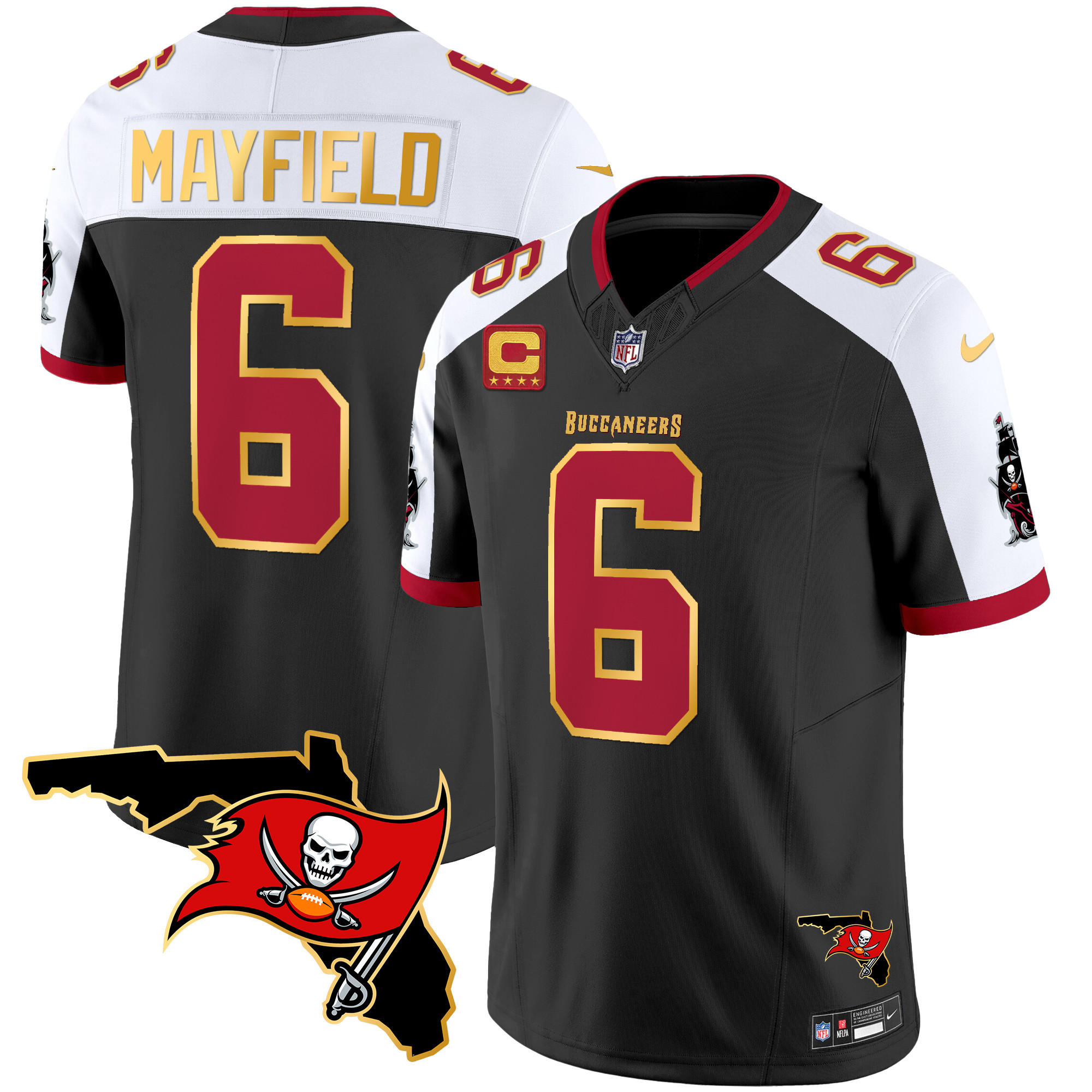 Men's Buccaneers Florida Patch Gold Trim Vapor Jersey - All Stitched - Image 4
