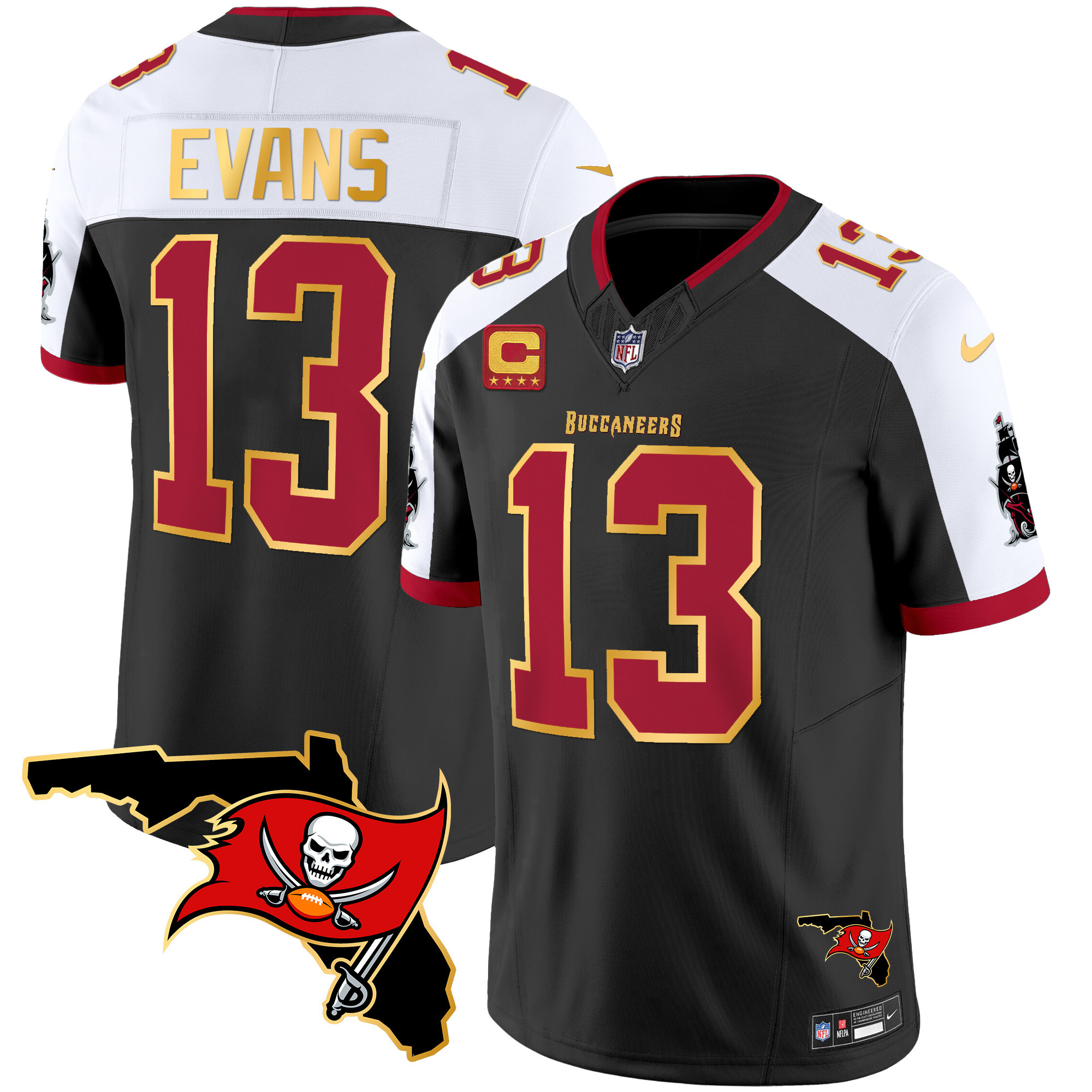 Men's Buccaneers Florida Patch Gold Trim Vapor Jersey - All Stitched - Image 2
