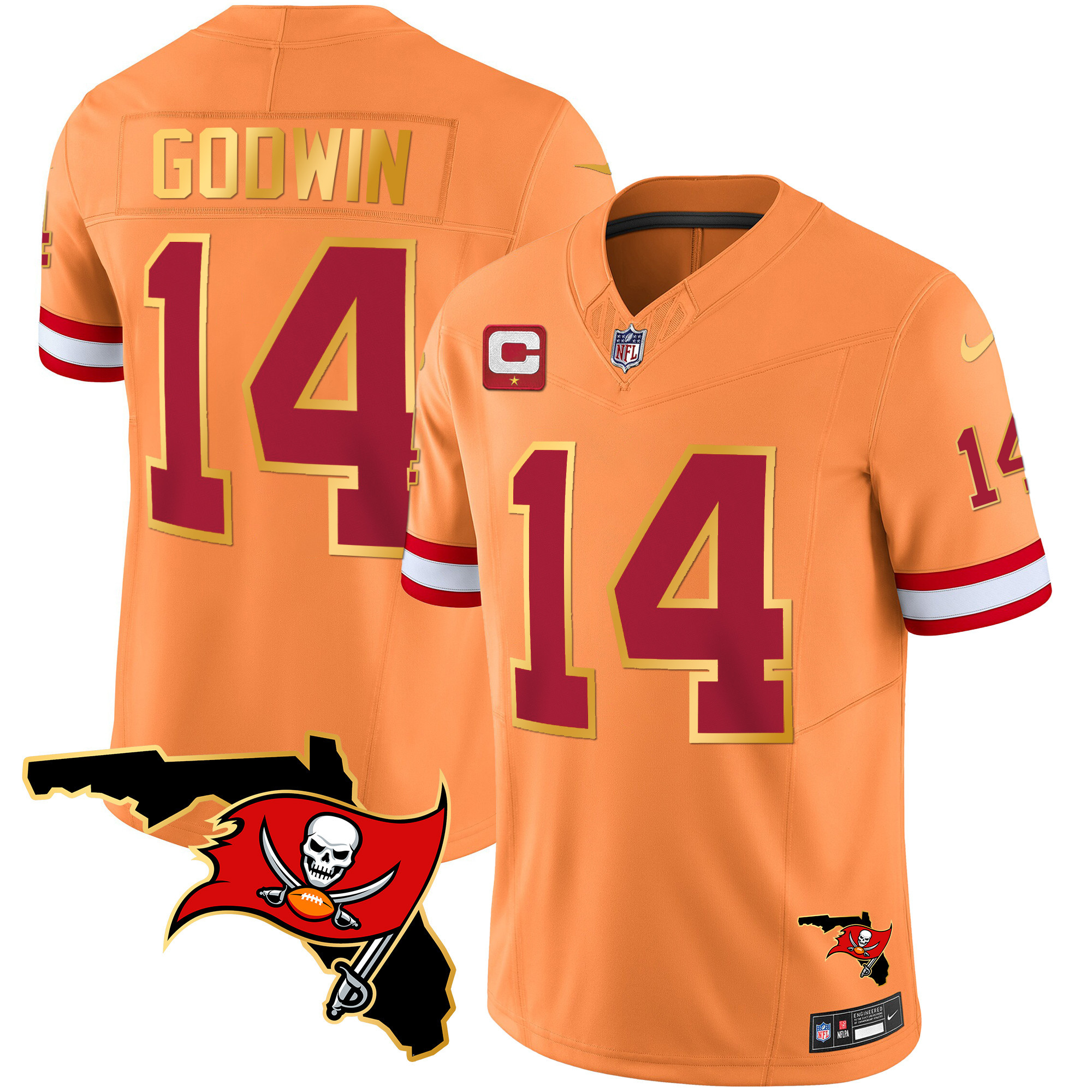 Men's Buccaneers Florida Patch Gold Trim Vapor Jersey - All Stitched - Image 38