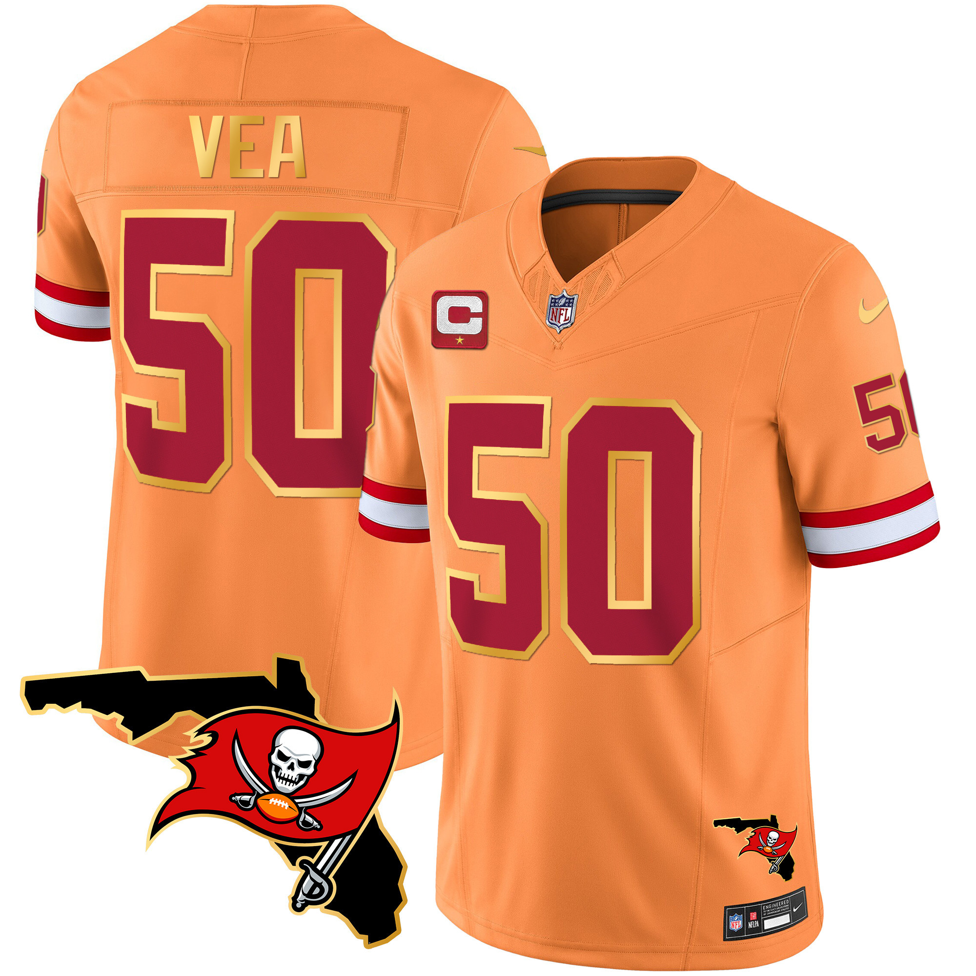 Men's Buccaneers Florida Patch Gold Trim Vapor Jersey - All Stitched - Image 40