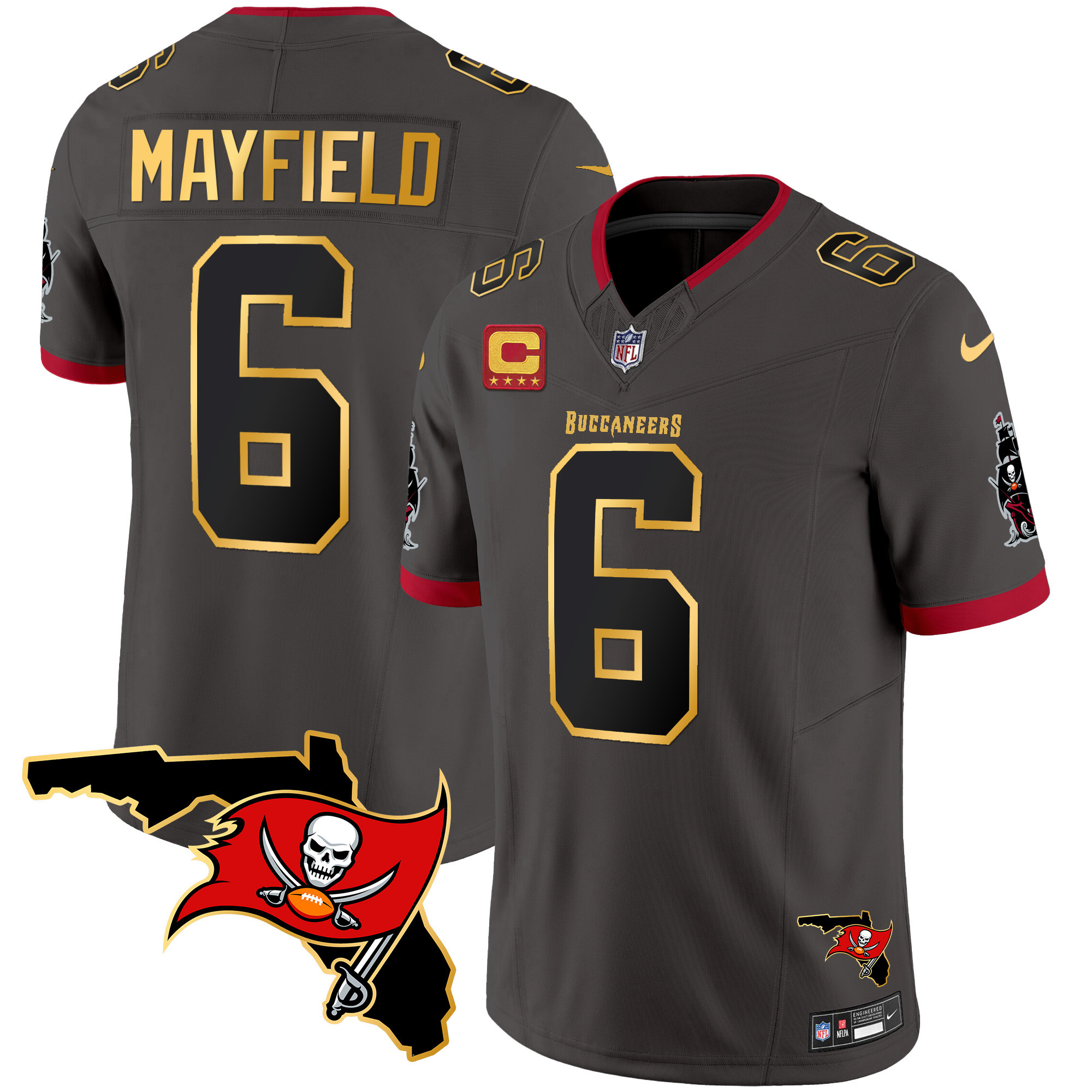 Men's Buccaneers Florida Patch Gold Trim Vapor Jersey - All Stitched - Image 32