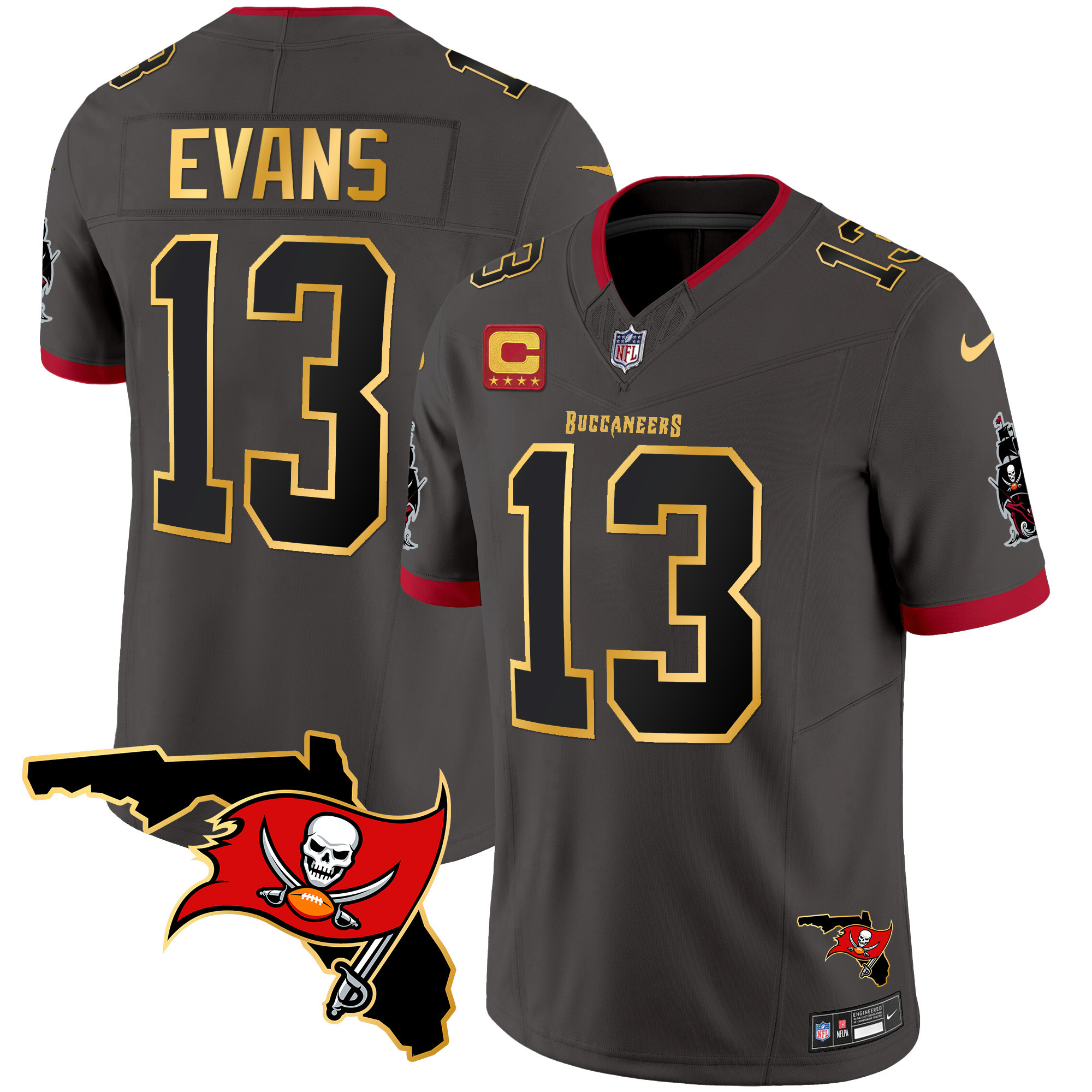 Men's Buccaneers Florida Patch Gold Trim Vapor Jersey - All Stitched - Image 30