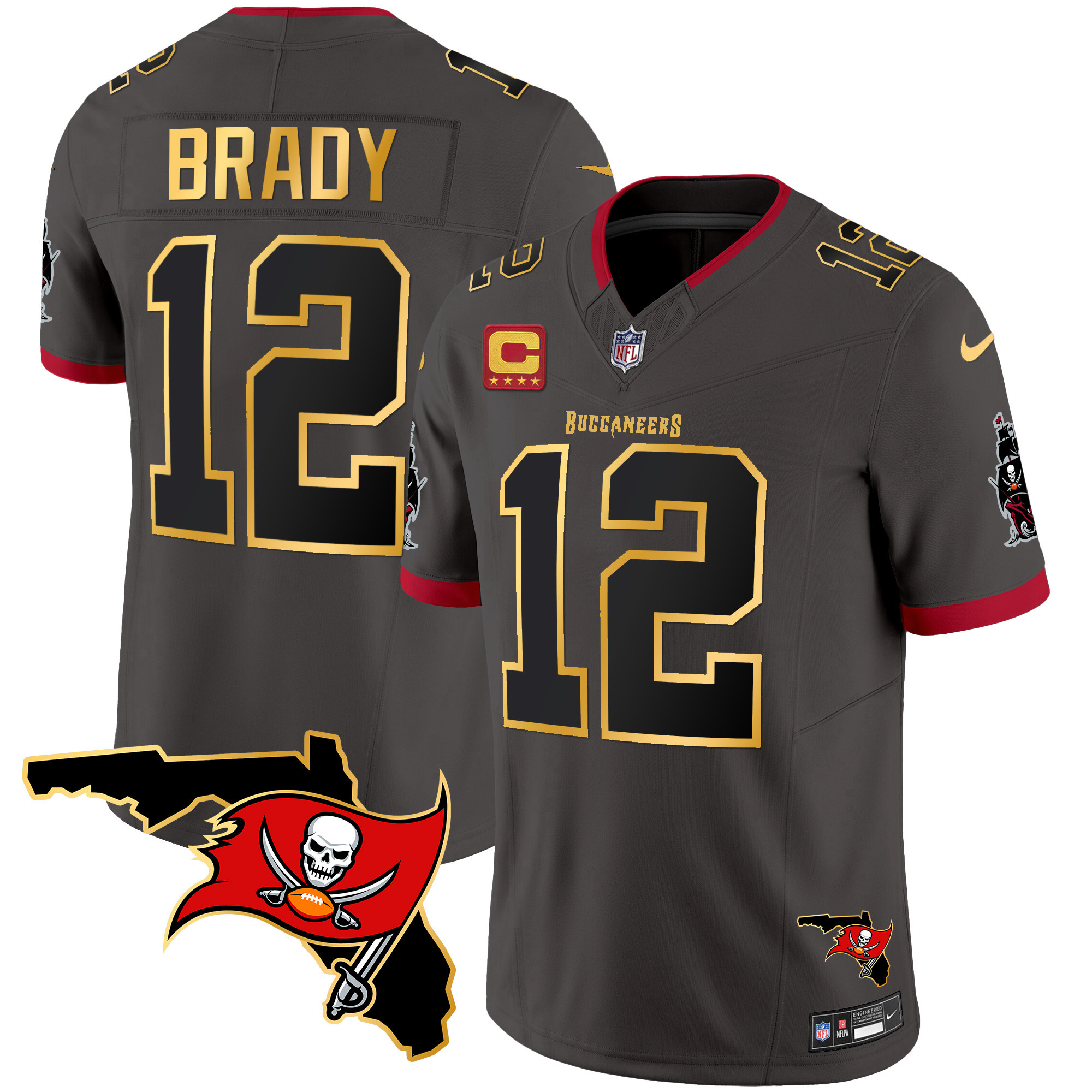 Men's Buccaneers Florida Patch Gold Trim Vapor Jersey - All Stitched - Image 29