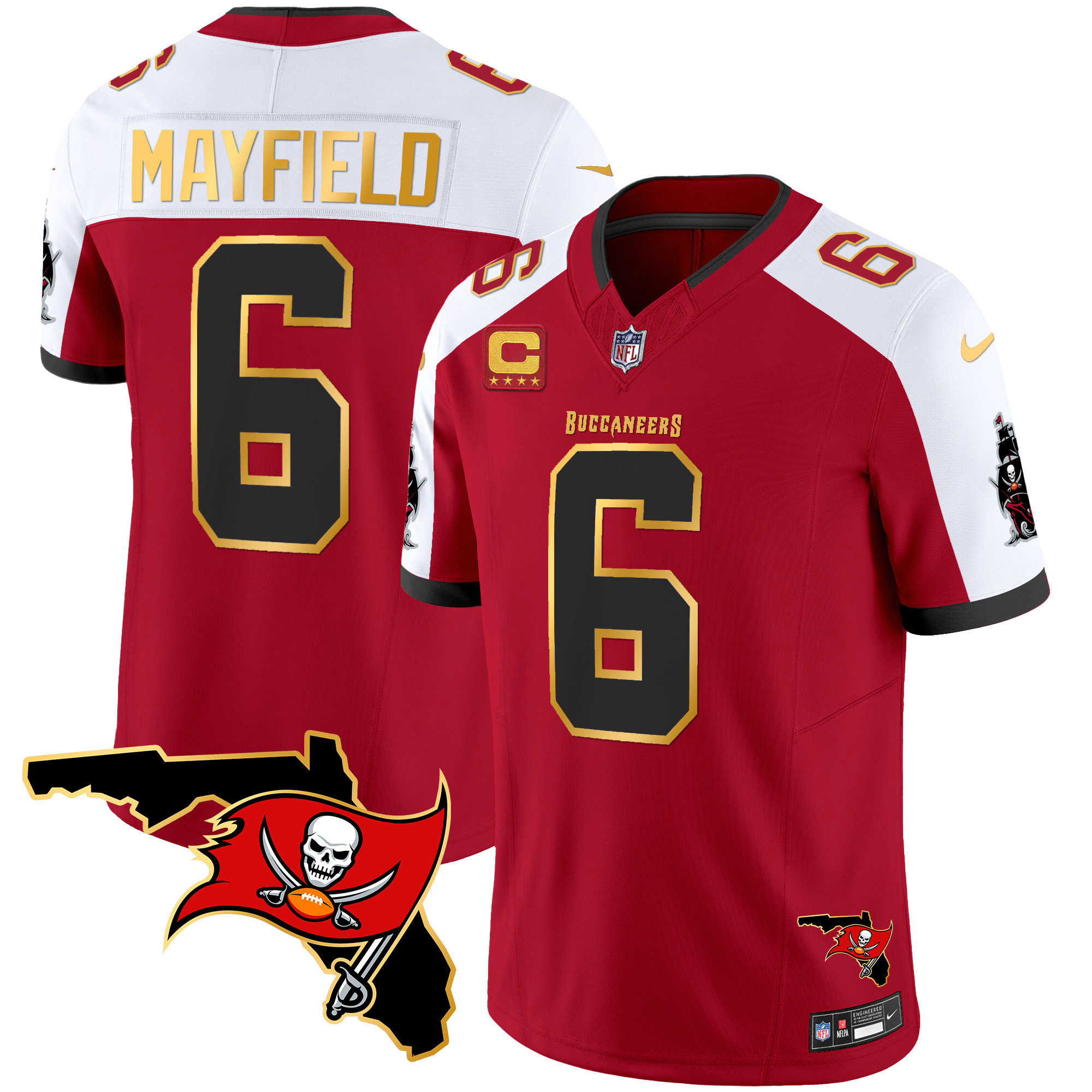 Men's Buccaneers Florida Patch Gold Trim Vapor Jersey - All Stitched - Image 11