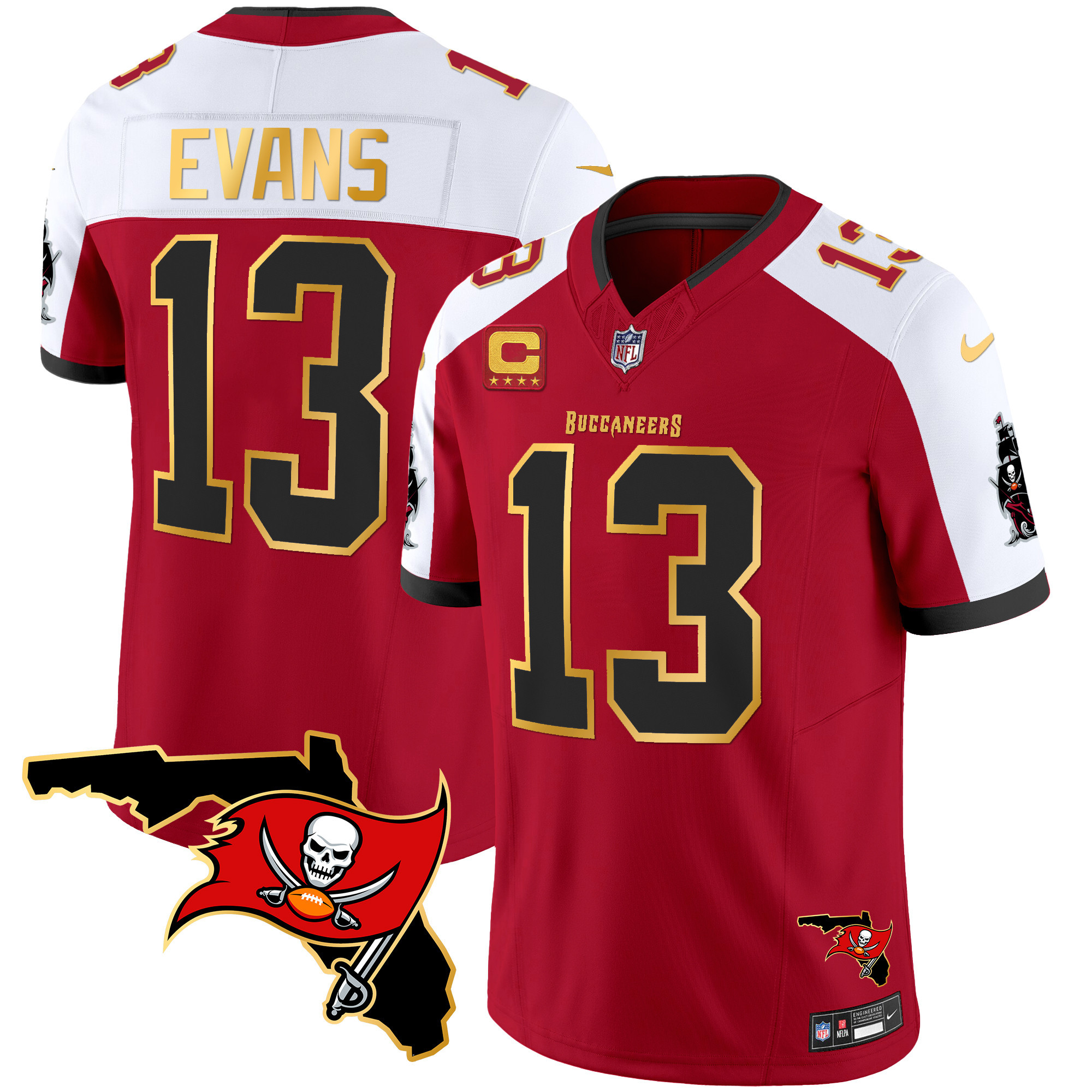 Men's Buccaneers Florida Patch Gold Trim Vapor Jersey - All Stitched - Image 9