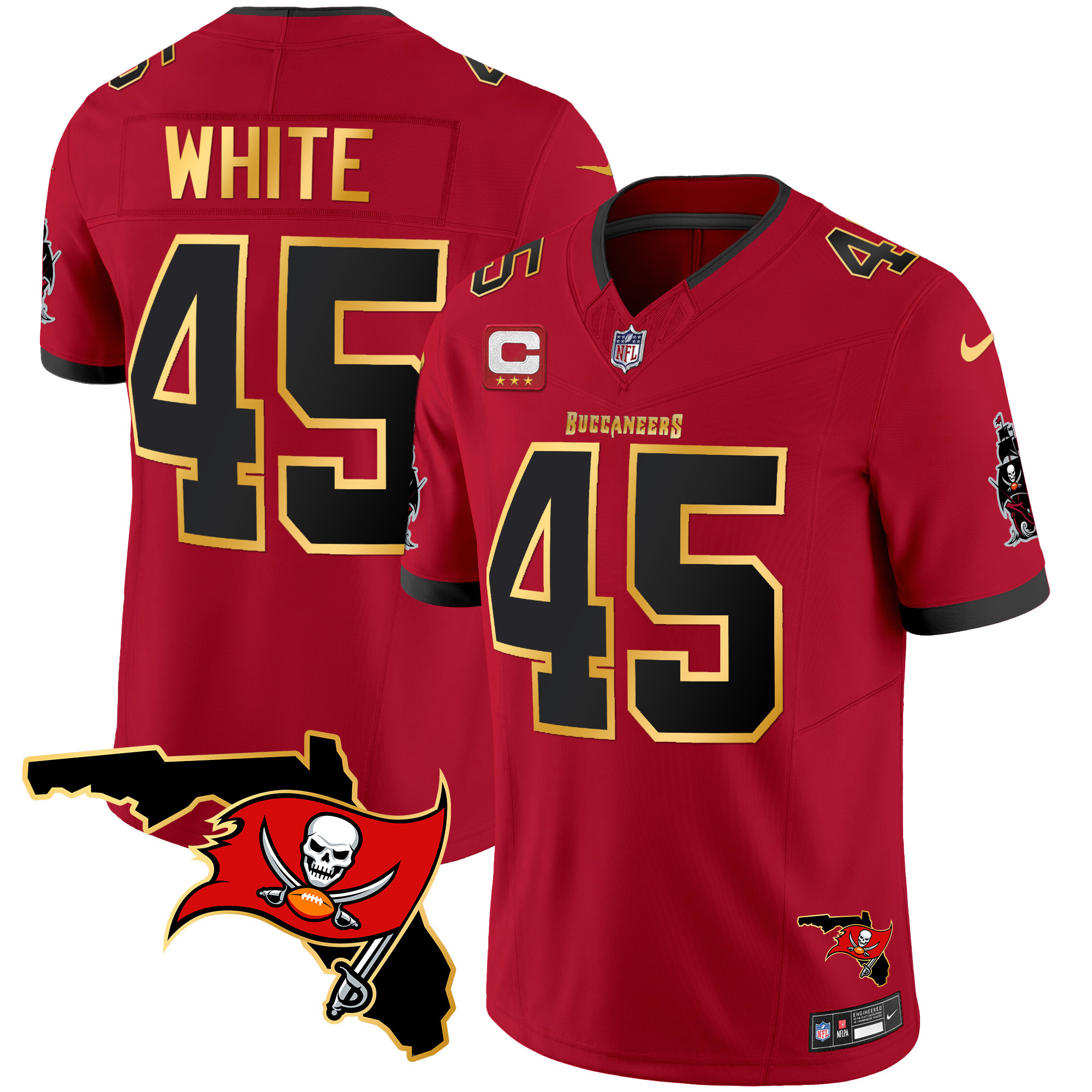 Men's Buccaneers Florida Patch Gold Trim Vapor Jersey - All Stitched - Image 21