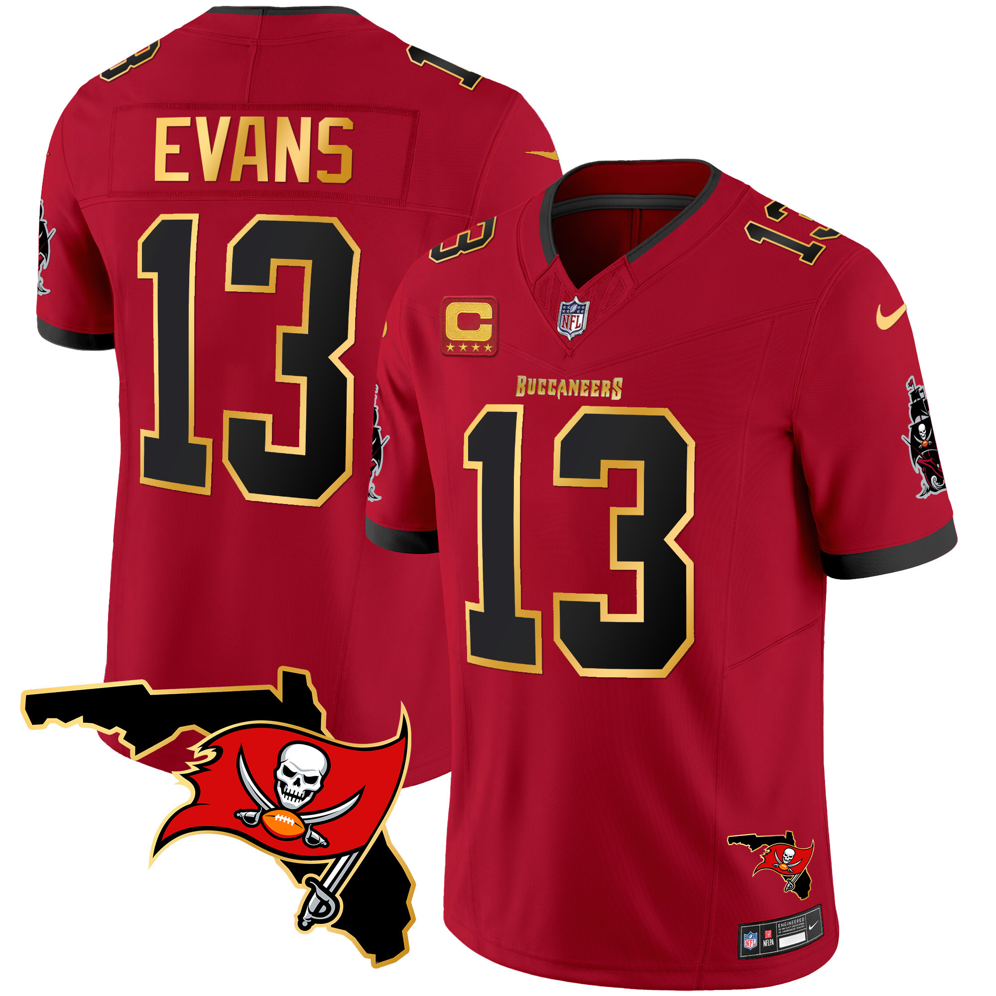 Men's Buccaneers Florida Patch Gold Trim Vapor Jersey - All Stitched - Image 16