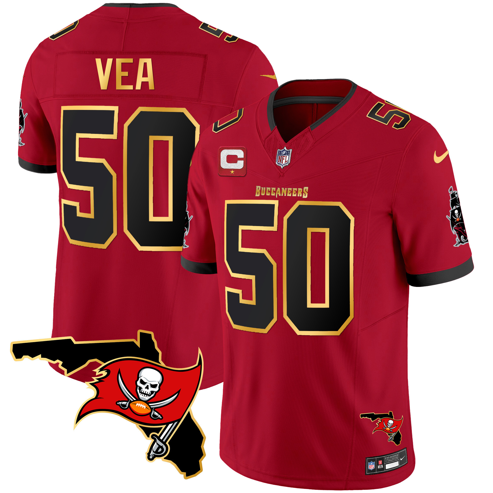 Men's Buccaneers Florida Patch Gold Trim Vapor Jersey - All Stitched - Image 19