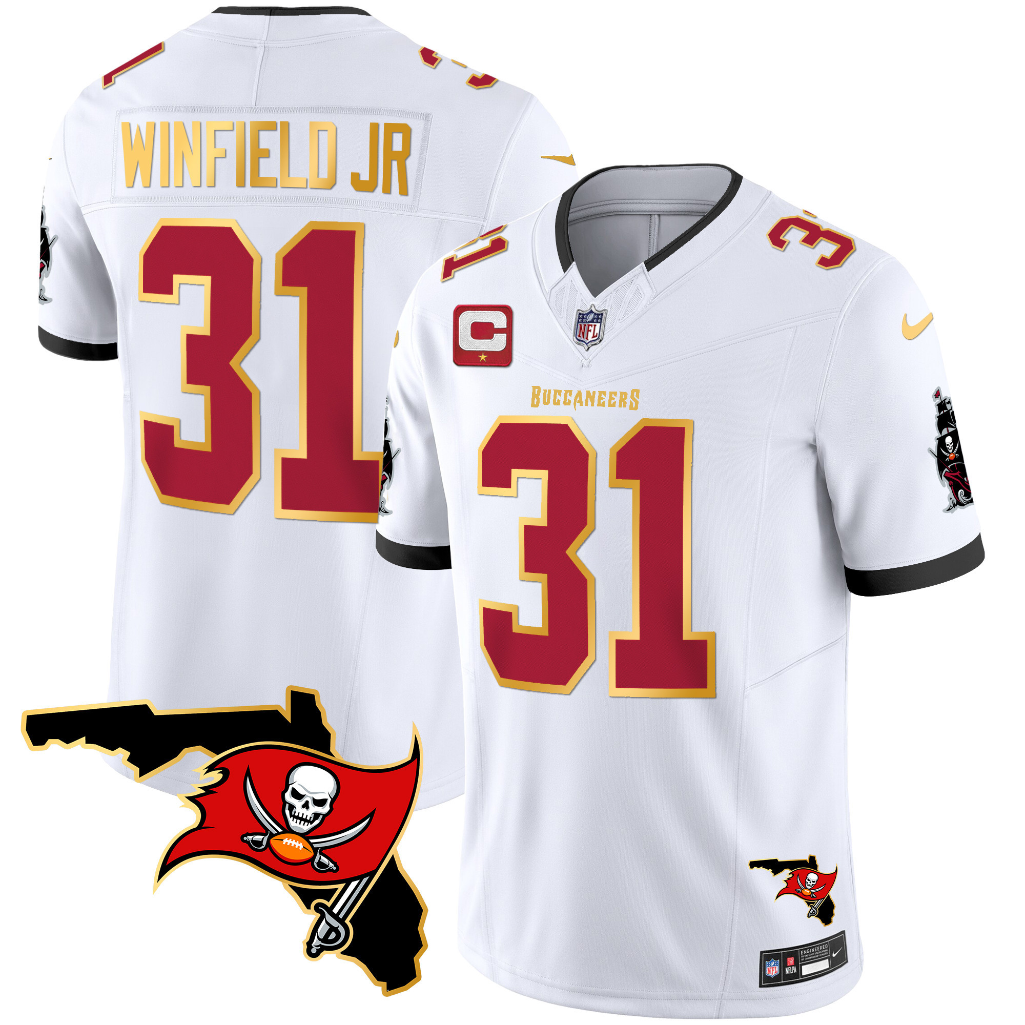 Men's Buccaneers Florida Patch Gold Trim Vapor Jersey - All Stitched - Image 27