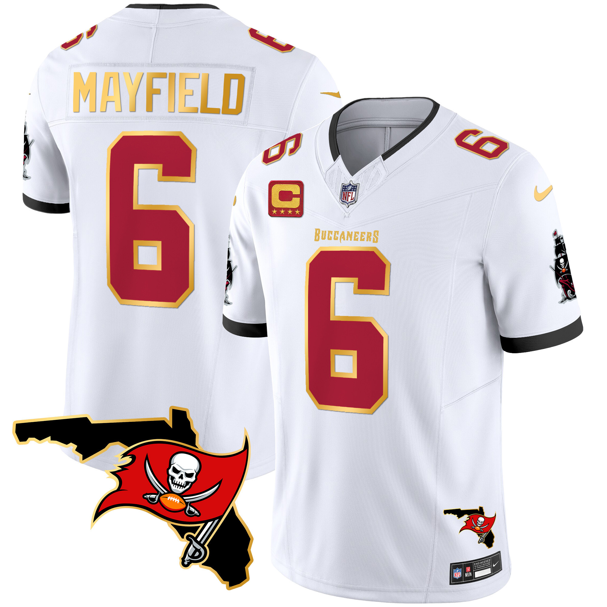 Men's Buccaneers Florida Patch Gold Trim Vapor Jersey - All Stitched - Image 25