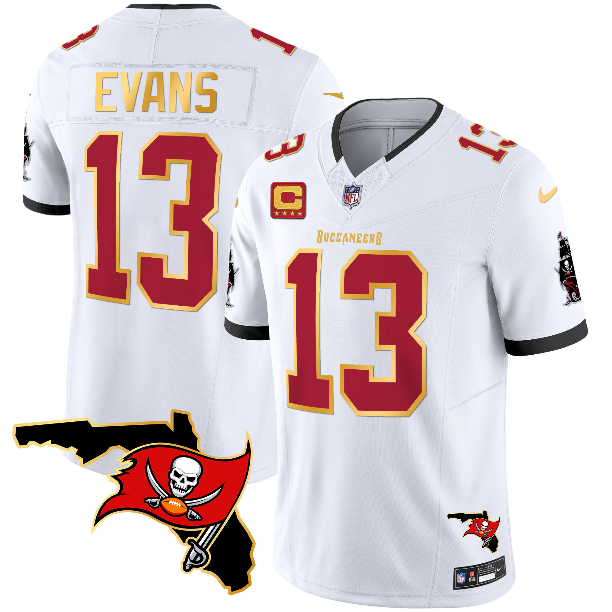 Men's Buccaneers Florida Patch Gold Trim Vapor Jersey - All Stitched - Image 23