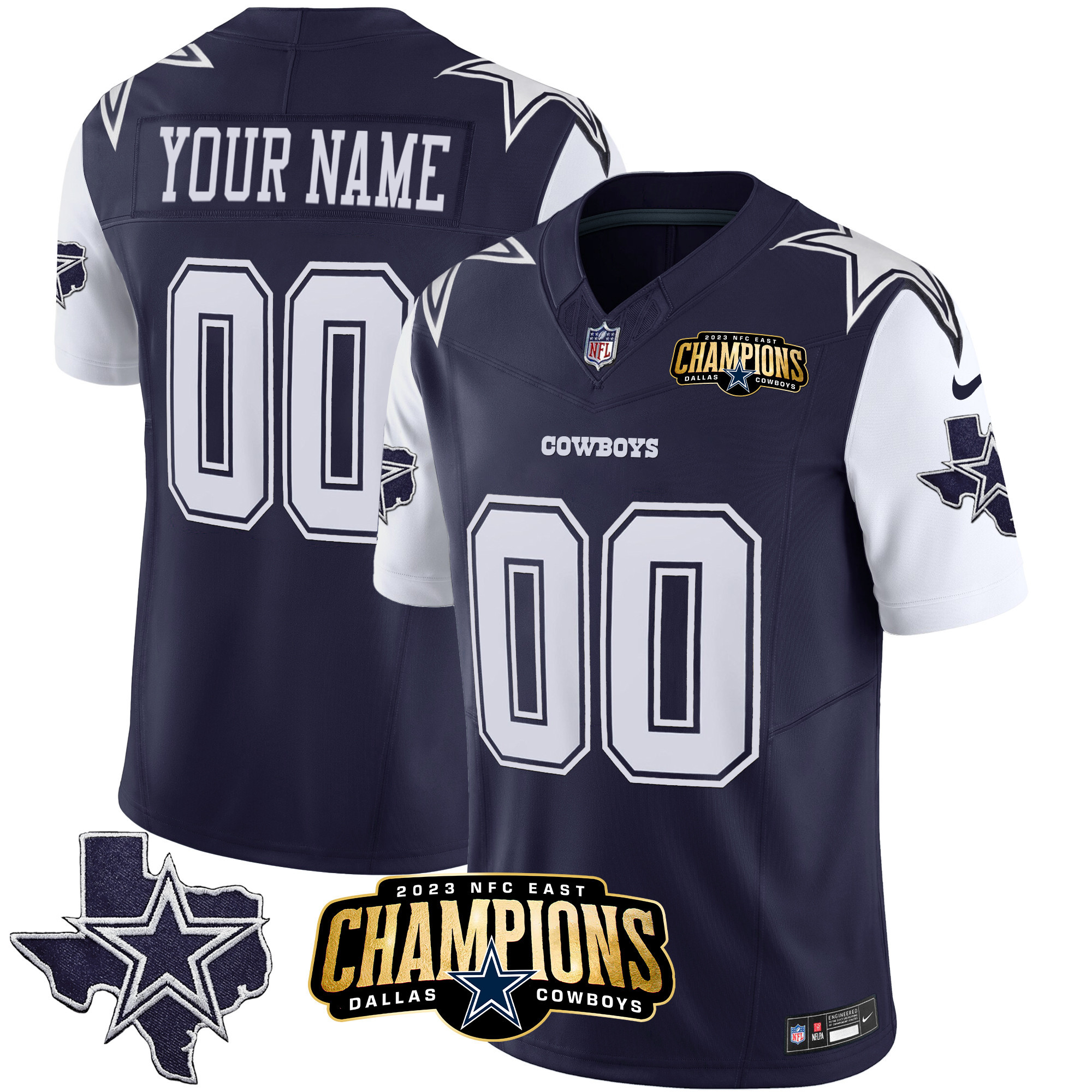 Cowboys 2023 NFC East Champions Patch Vapor Custom Jersey - All Stitched - Image 2