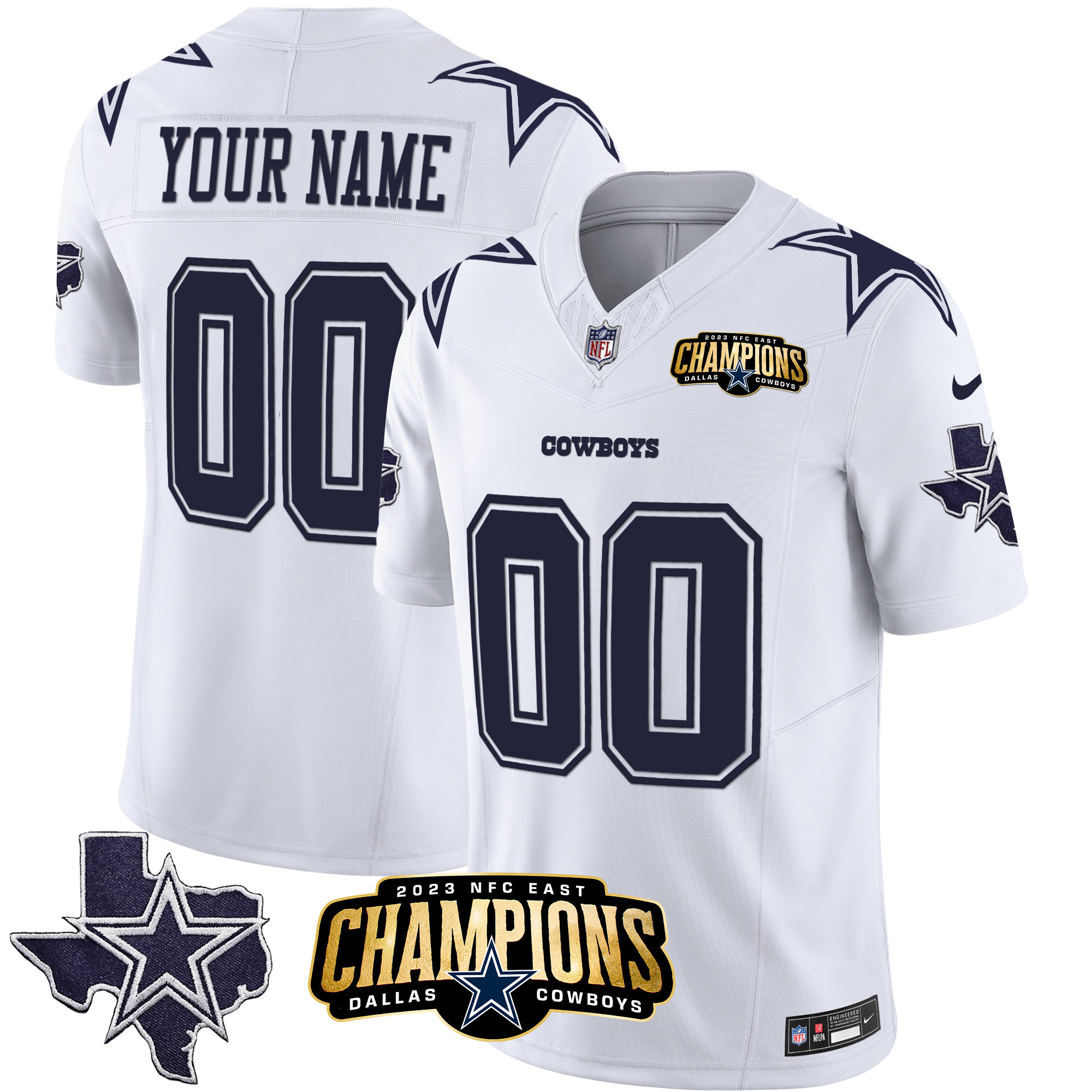 Cowboys 2023 NFC East Champions Patch Vapor Custom Jersey - All Stitched - Image 3