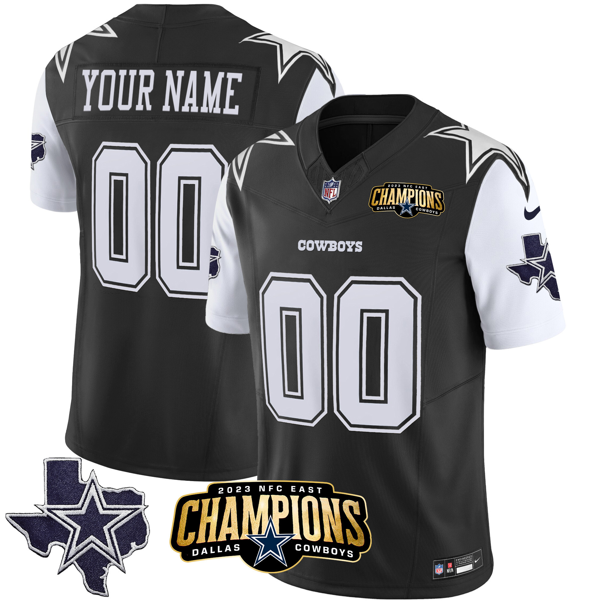 Cowboys 2023 NFC East Champions Patch Vapor Custom Jersey - All Stitched - Image 4