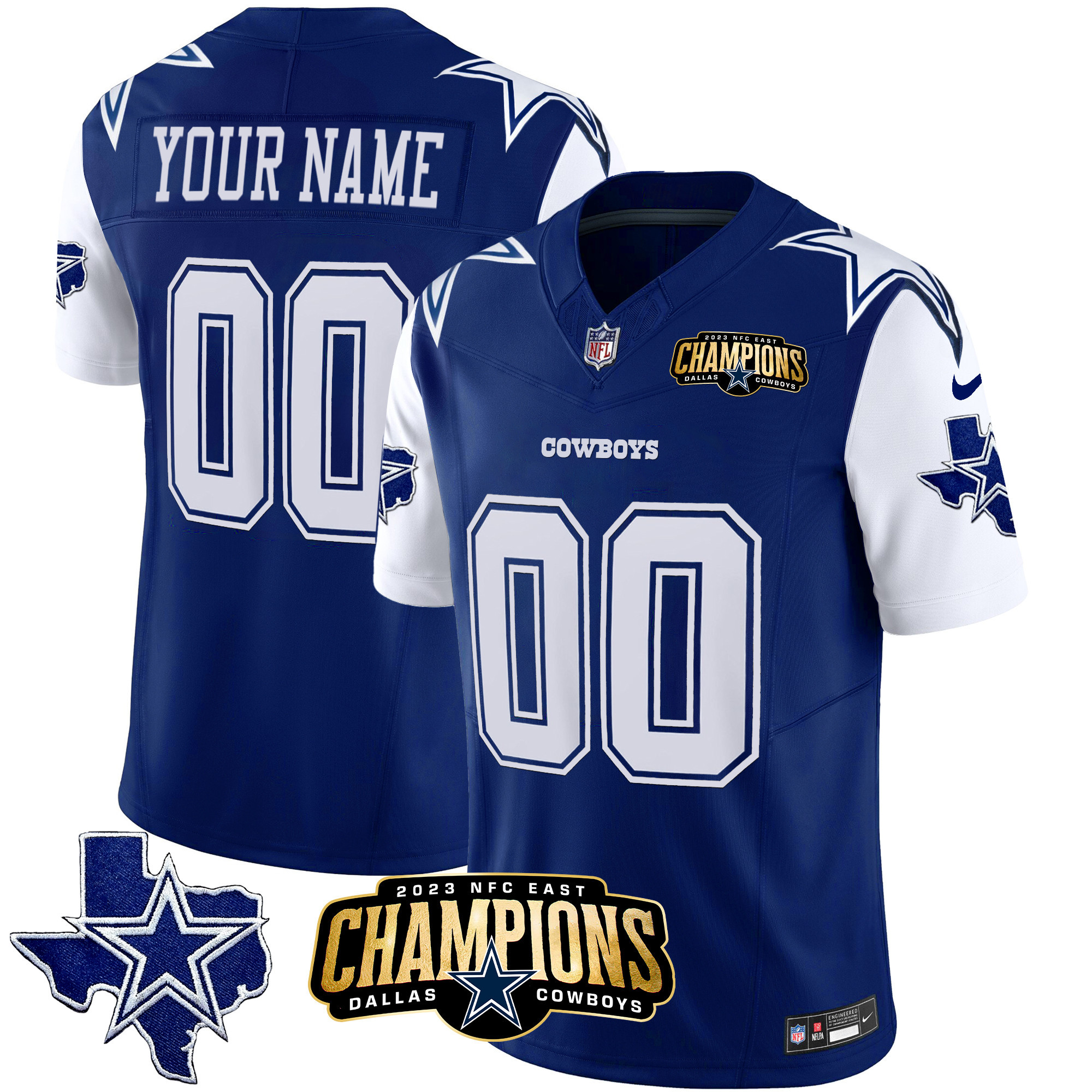 Cowboys 2023 NFC East Champions Patch Vapor Custom Jersey - All Stitched - Image 5