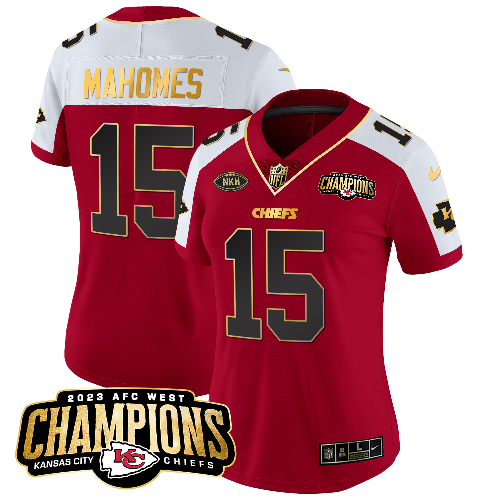 Women's Chiefs 2023 AFC West Champions Patch Vapor Limited Jersey - All Stitched - Image 7