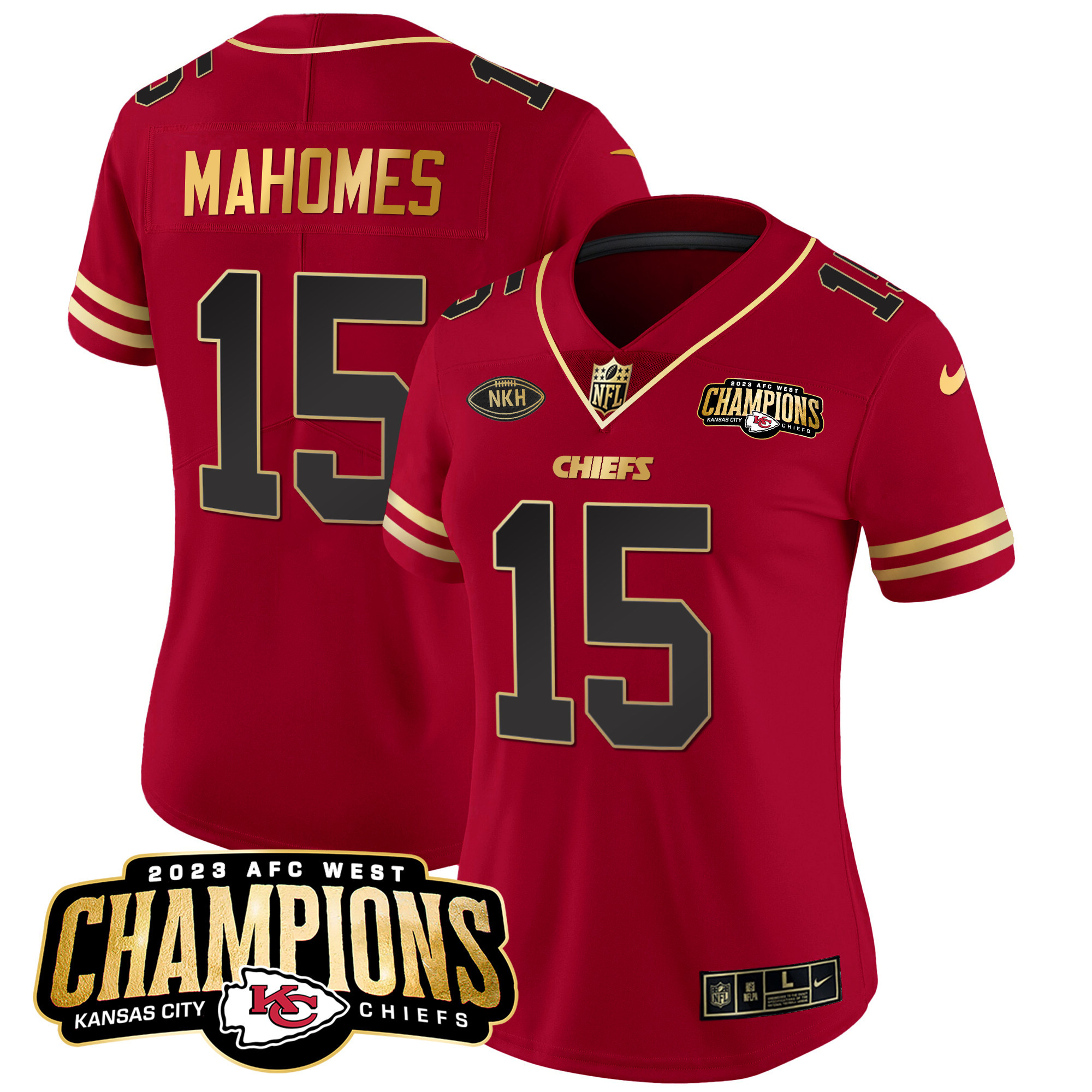 Women's Chiefs 2023 AFC West Champions Patch Vapor Limited Jersey - All Stitched - Image 13