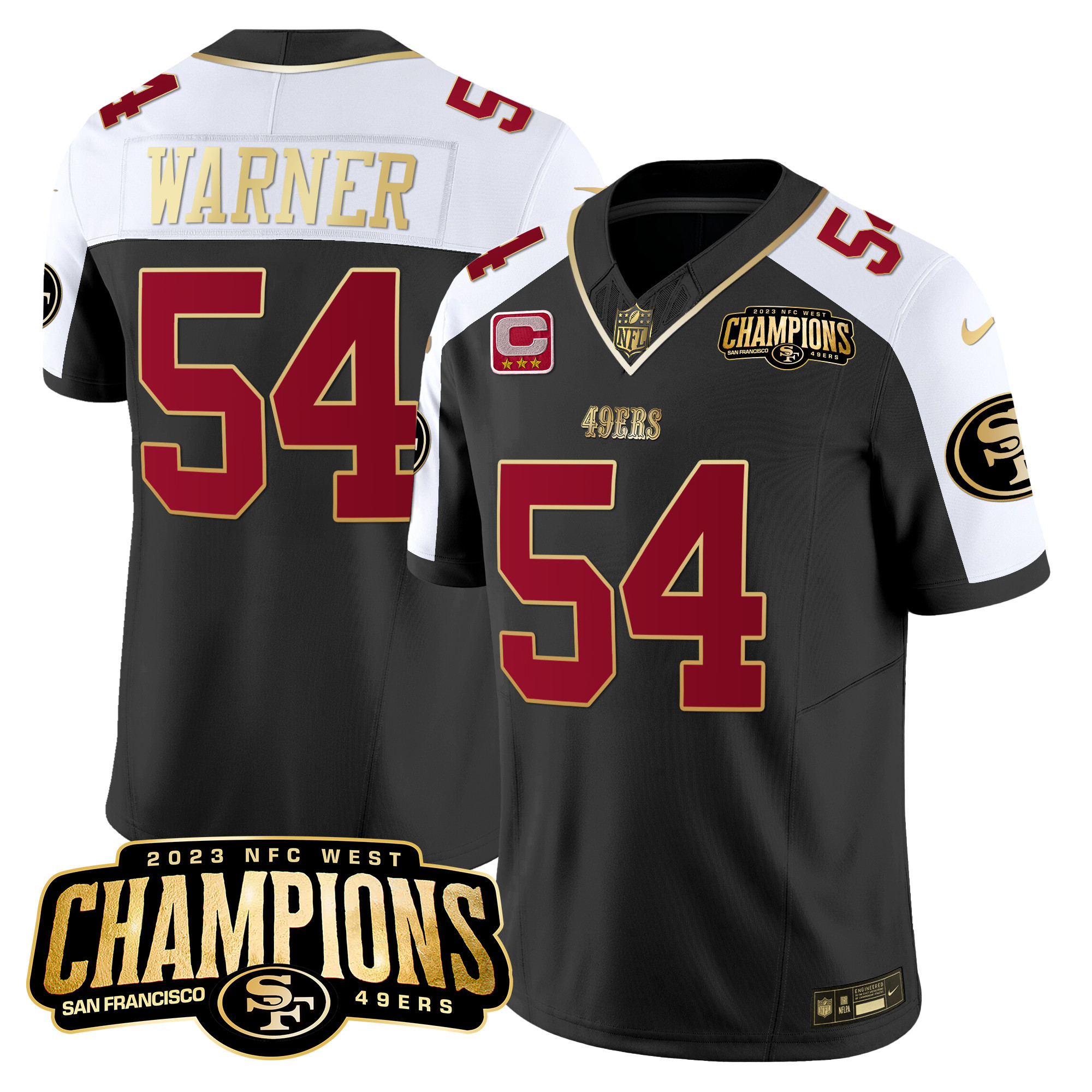 Men's 49ers 2023 NFC West Champions Patch Vapor Jersey V2 - All Stitched - Image 5