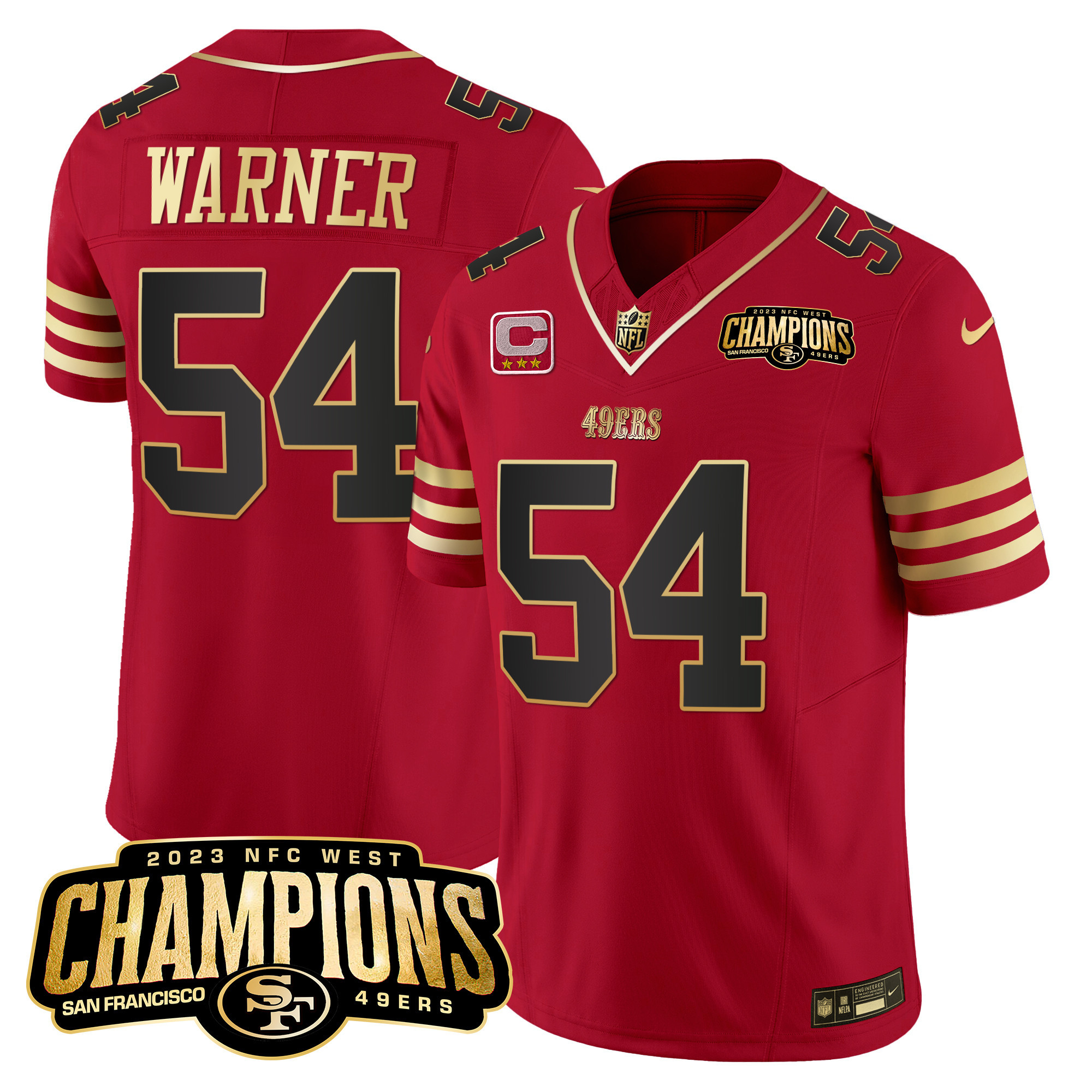 Men's 49ers 2023 NFC West Champions Patch Vapor Jersey V2 - All Stitched - Image 15