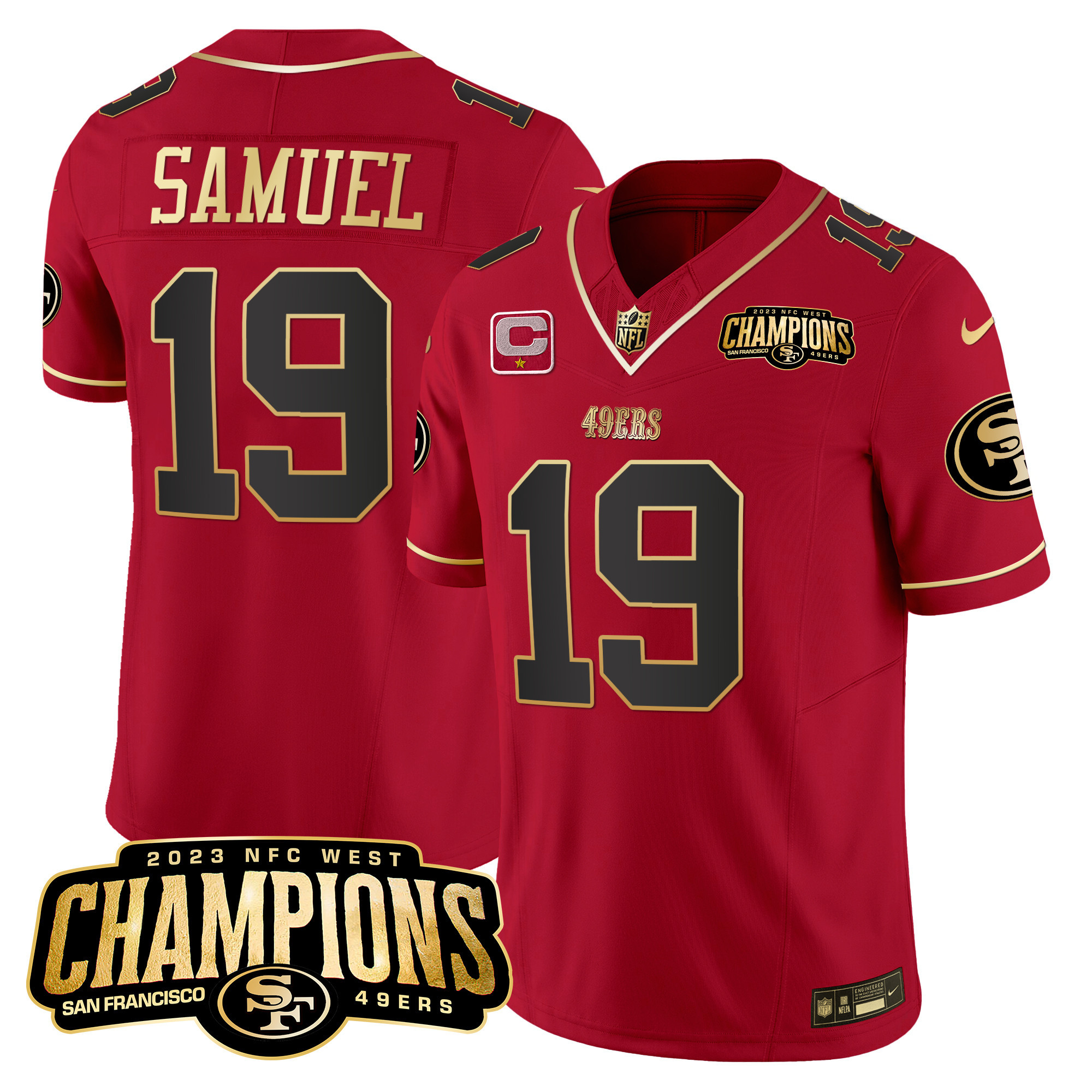 Men's 49ers 2023 NFC West Champions Patch Vapor Jersey V2 - All Stitched - Image 22