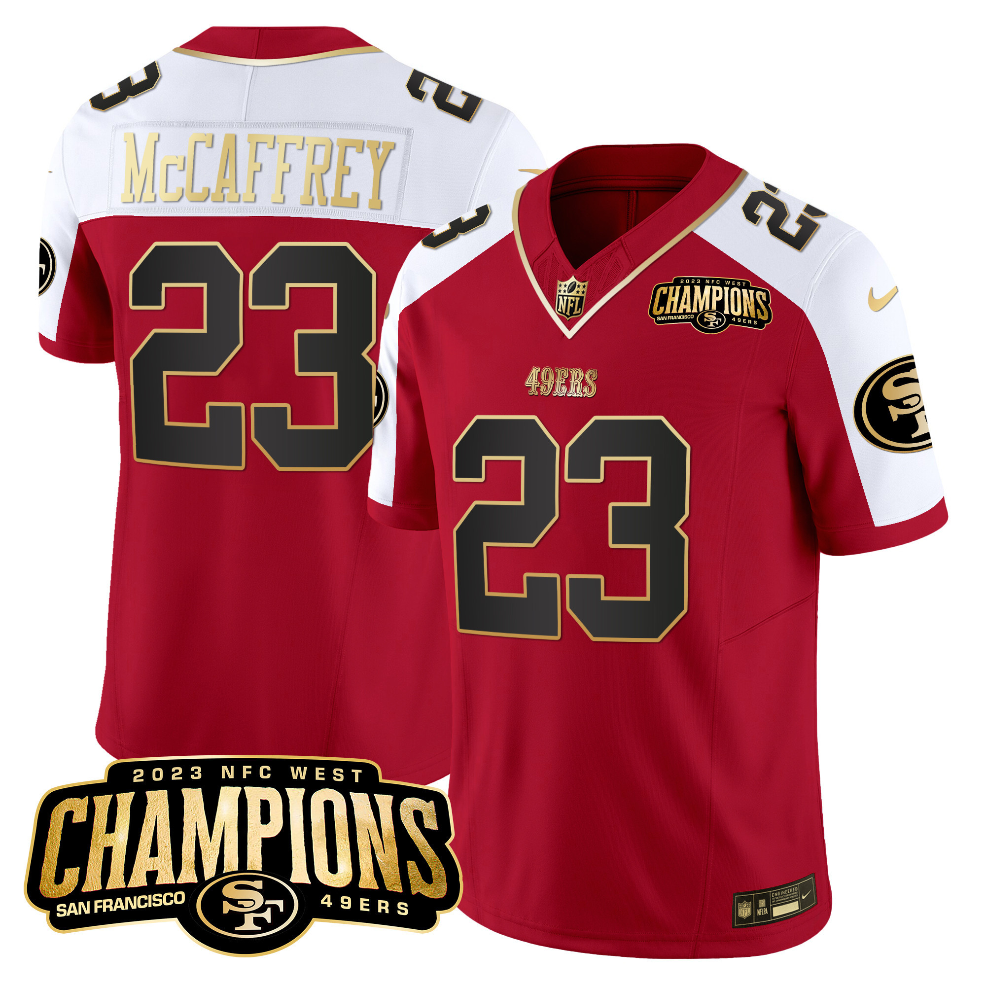 Men's 49ers 2023 NFC West Champions Patch Vapor Jersey V2 - All Stitched - Image 31
