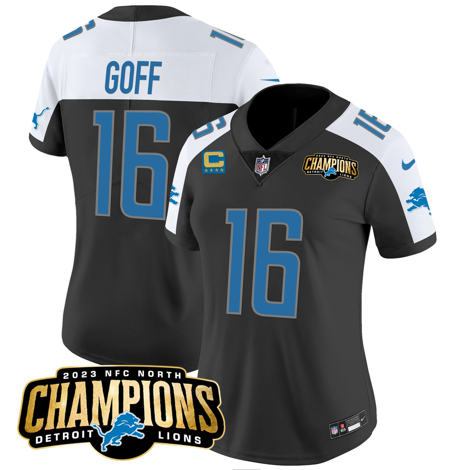 Women's Detroit Lions 2023 NFC North Champions Patch Vapor Jersey - All Stitched - Image 2