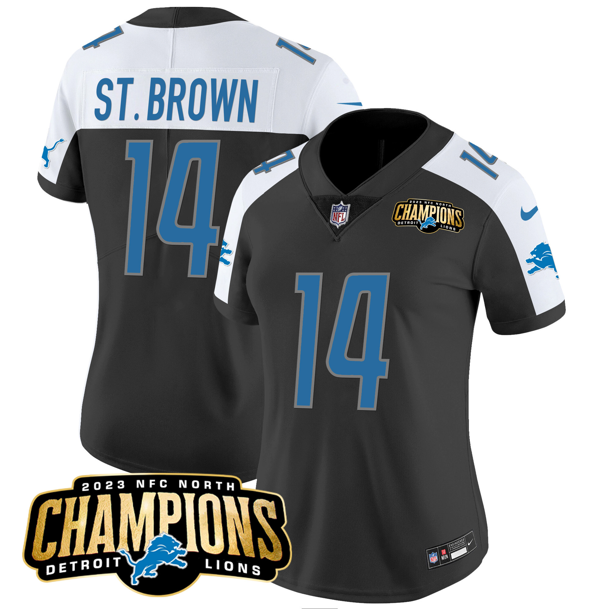 Women's Detroit Lions 2023 NFC North Champions Patch Vapor Jersey - All Stitched - Image 3