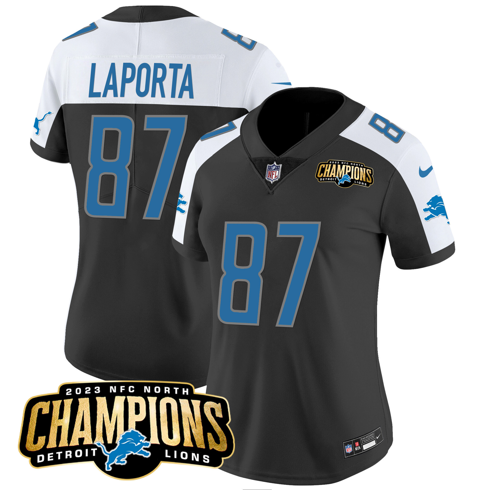 Women's Detroit Lions 2023 NFC North Champions Patch Vapor Jersey - All Stitched - Image 6