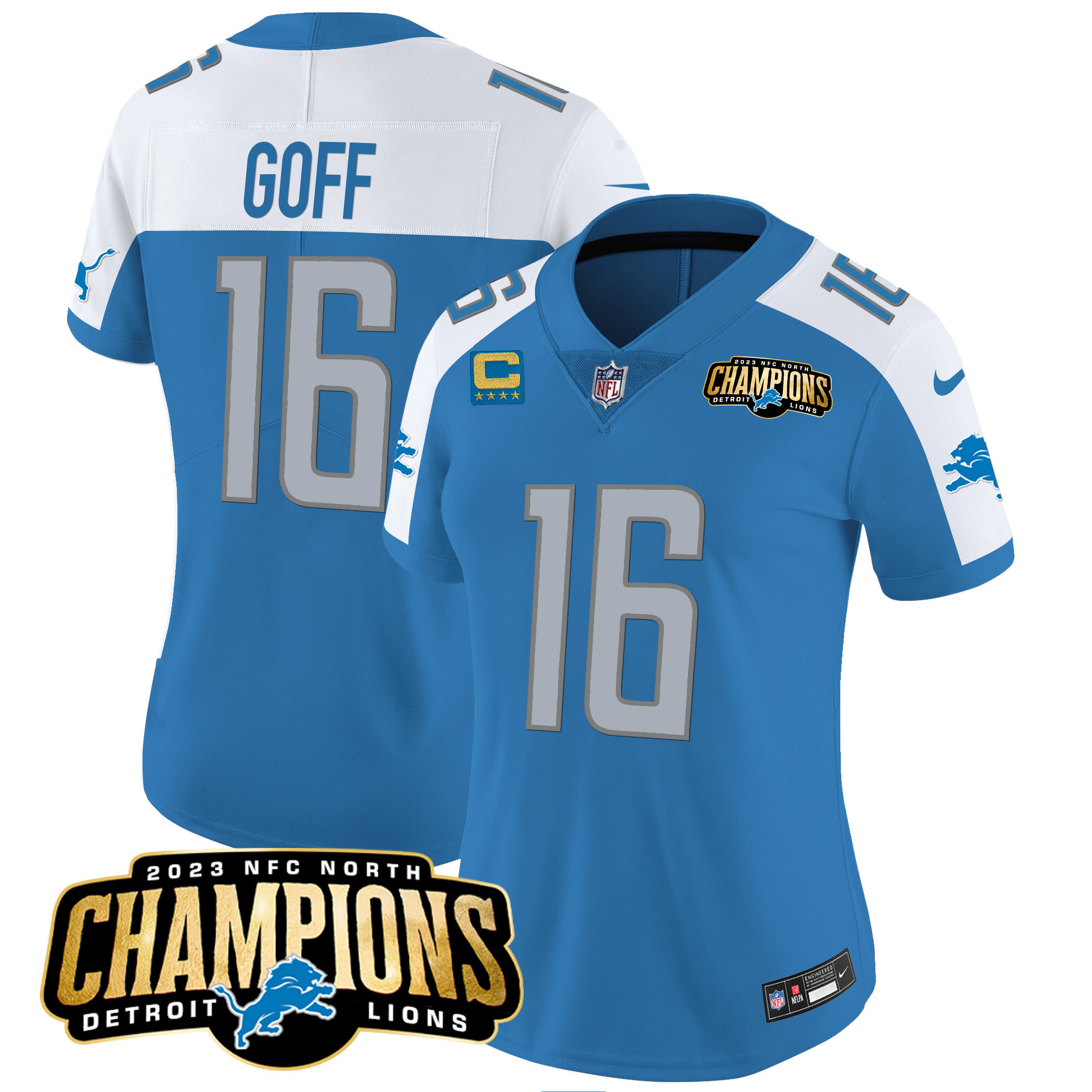 Women's Detroit Lions 2023 NFC North Champions Patch Vapor Jersey - All Stitched - Image 8