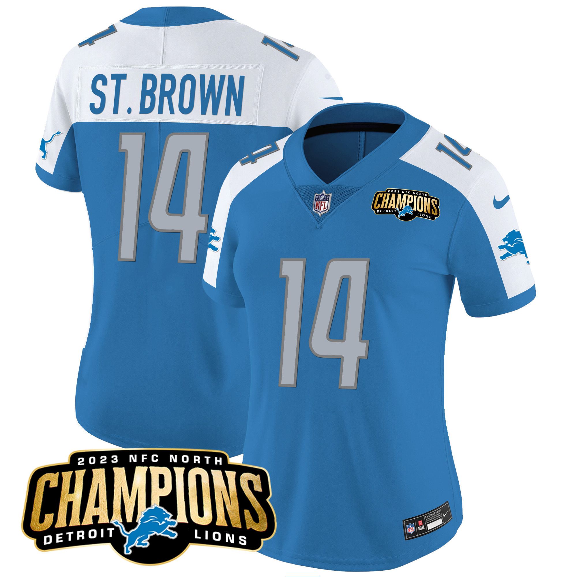 Women's Detroit Lions 2023 NFC North Champions Patch Vapor Jersey - All Stitched - Image 9