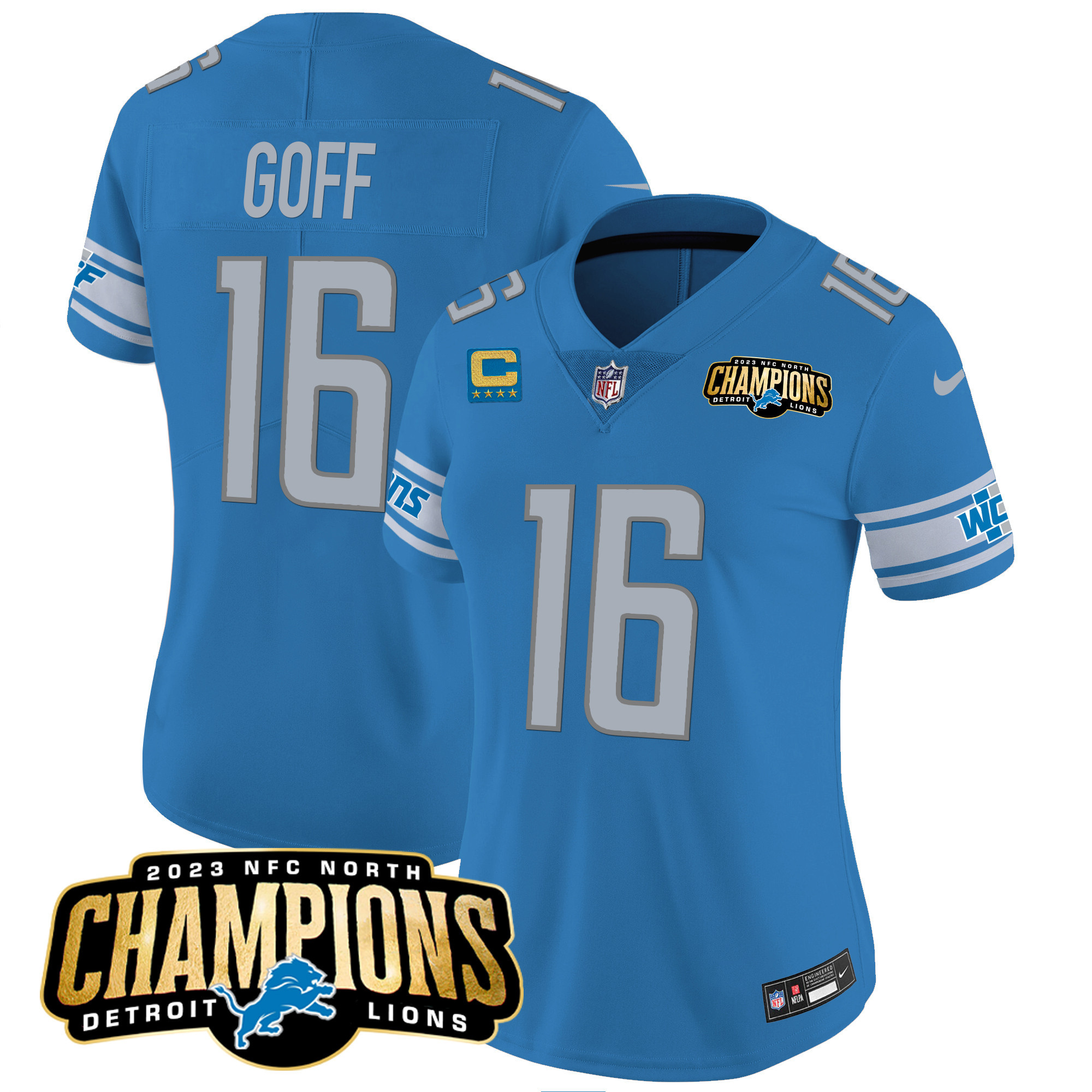 Women's Detroit Lions 2023 NFC North Champions Patch Vapor Jersey - All Stitched - Image 14