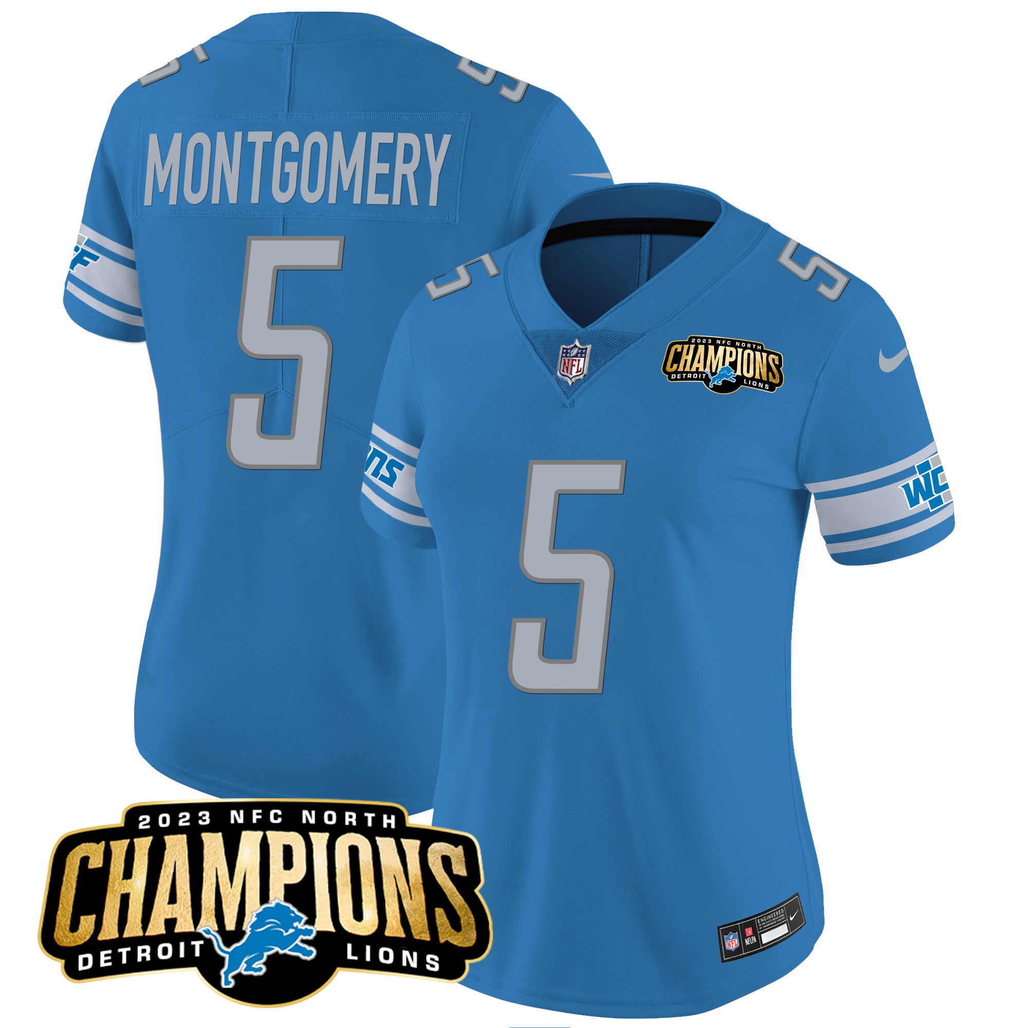 Women's Detroit Lions 2023 NFC North Champions Patch Vapor Jersey - All Stitched - Image 16