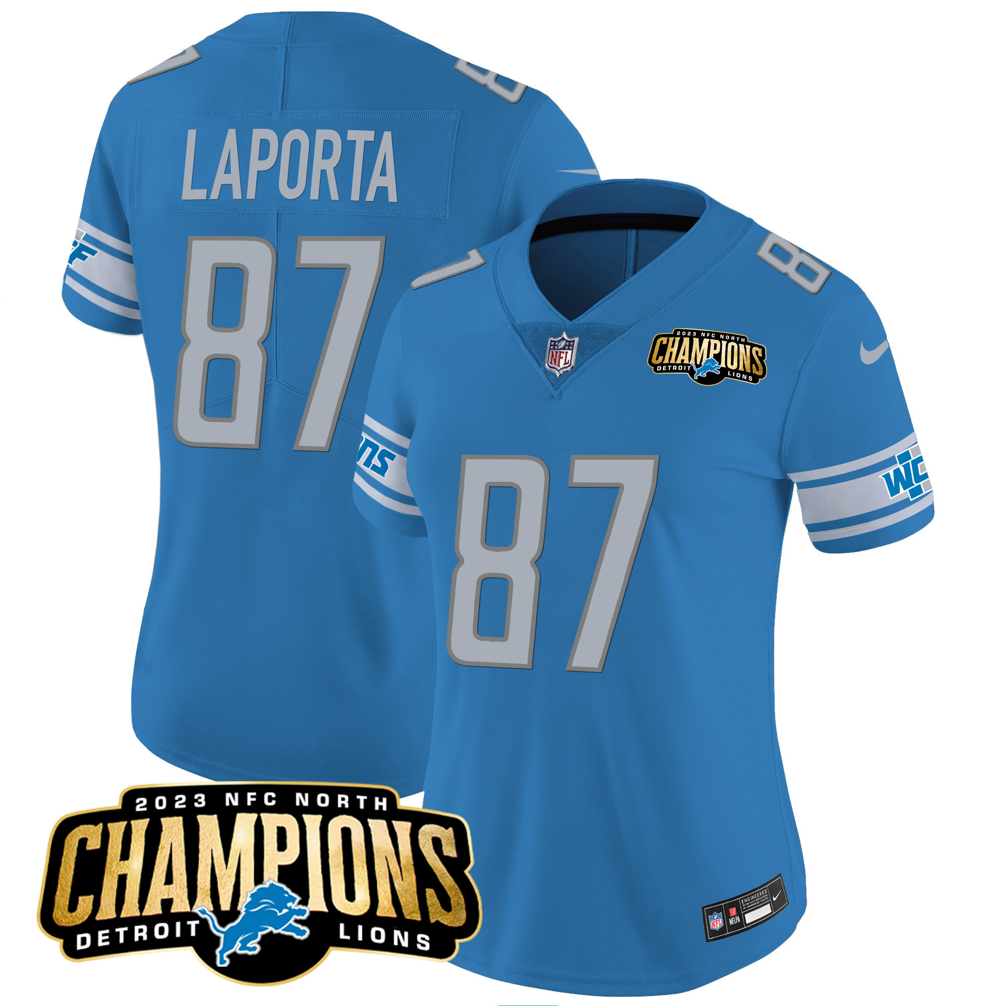 Women's Detroit Lions 2023 NFC North Champions Patch Vapor Jersey - All Stitched - Image 18
