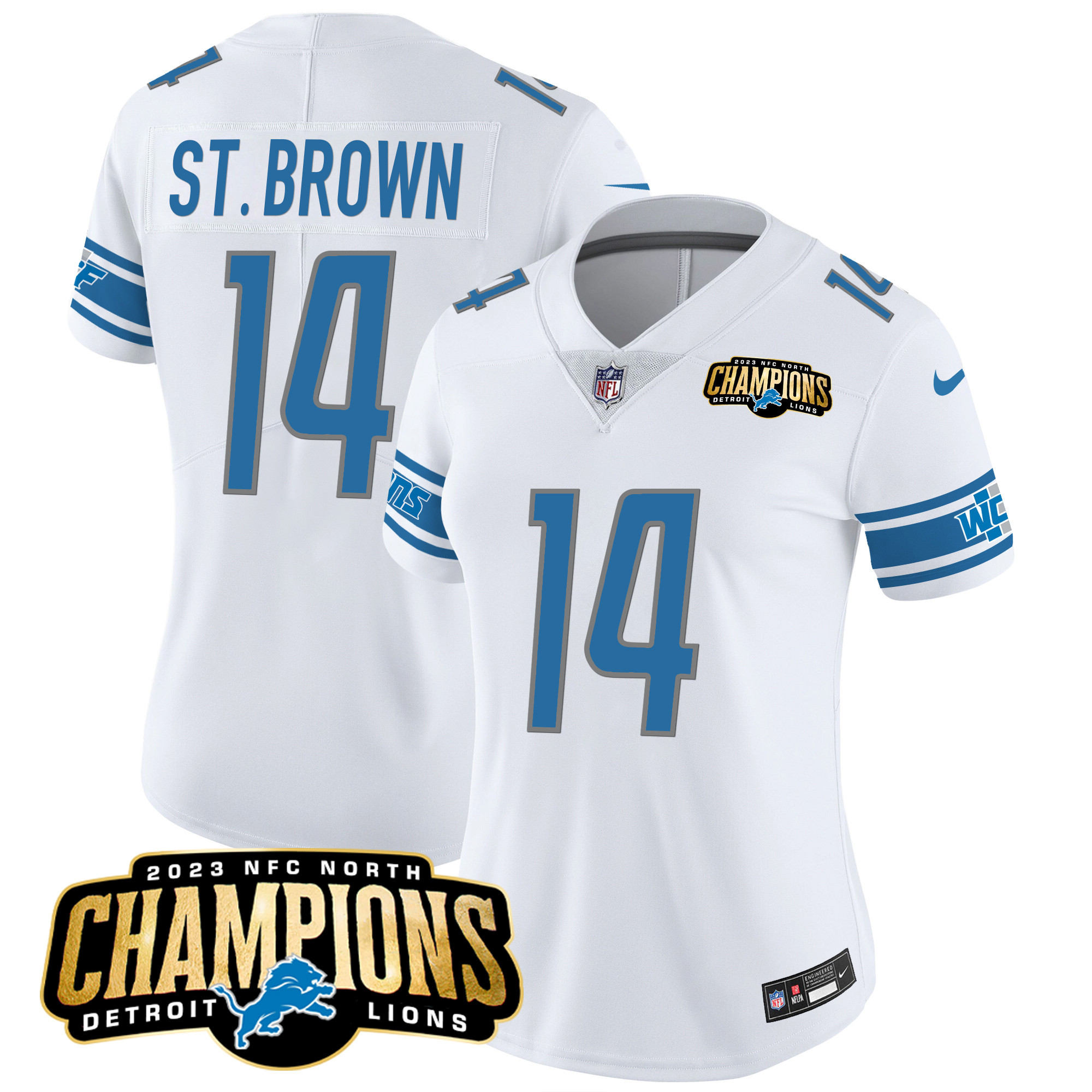 Women's Detroit Lions 2023 NFC North Champions Patch Vapor Jersey - All Stitched - Image 21