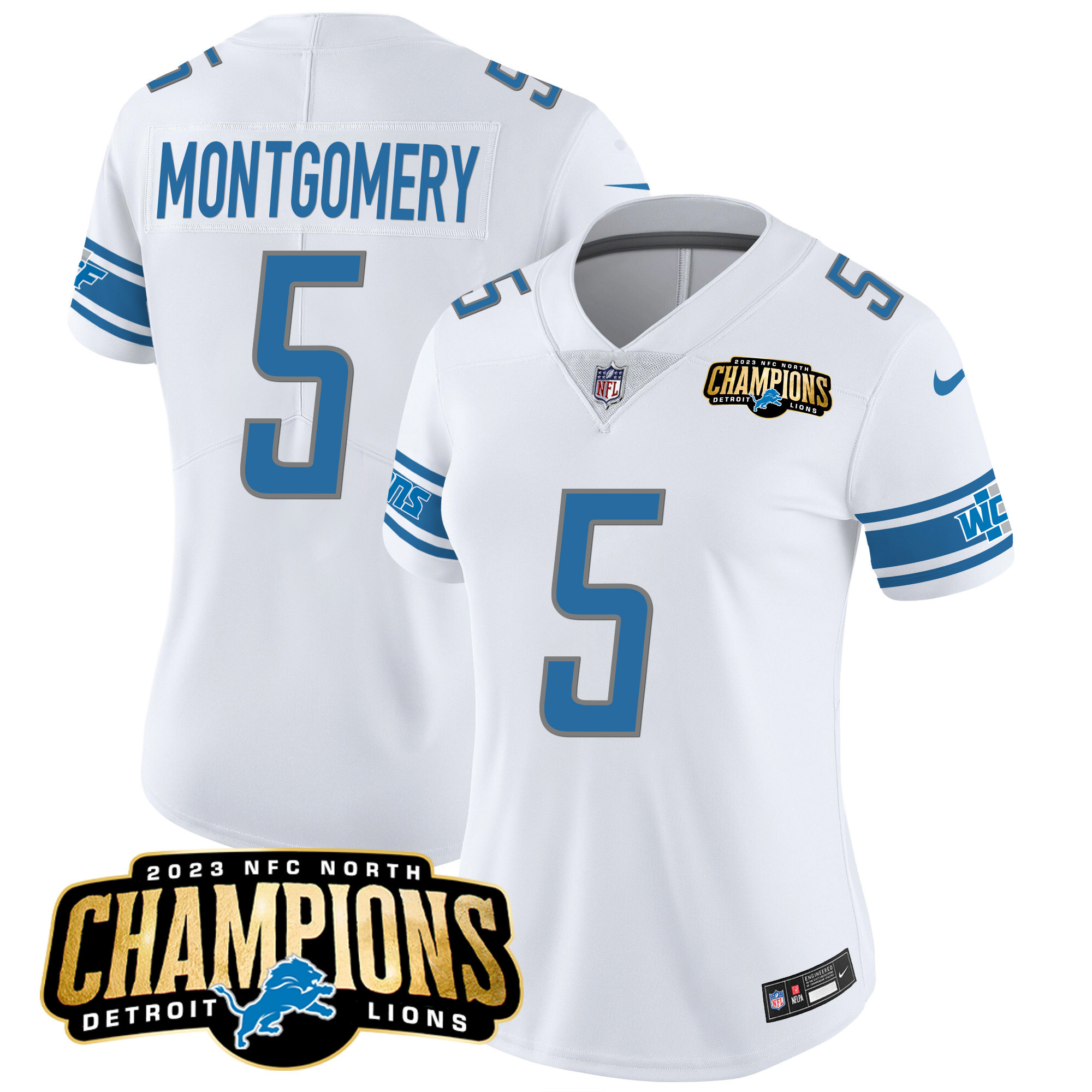 Women's Detroit Lions 2023 NFC North Champions Patch Vapor Jersey - All Stitched - Image 22